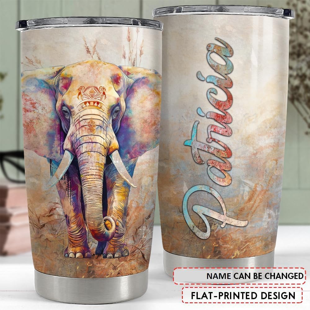 SANDJEST Personalized Elephant Tumbler Safari 20oz 30oz Tumblers with Lid Gift for Mommy Mama Mother Christmas Birthday Mothers Day - Image 2