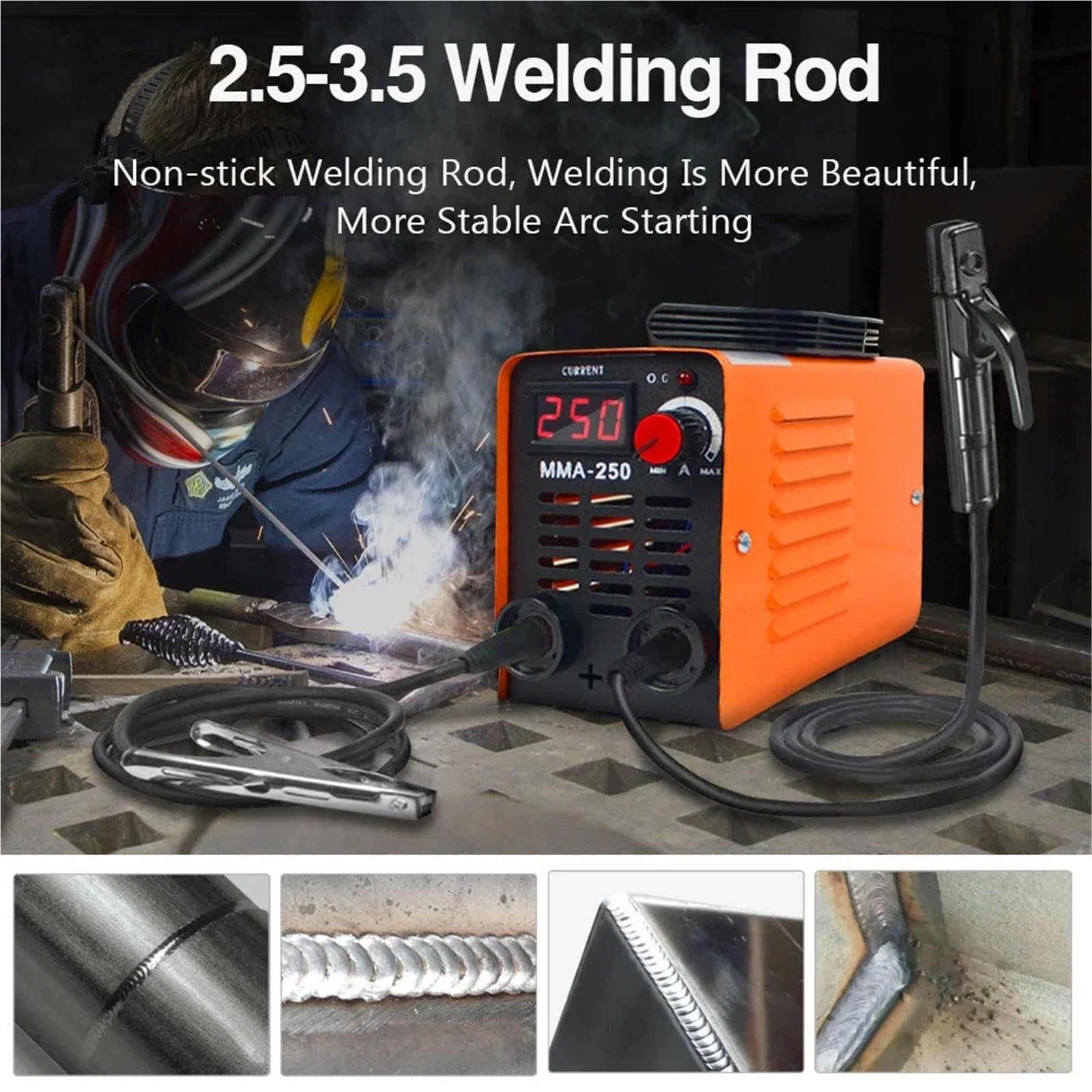 ręczne spawarki Spawarka ZX7 250A MMA Arc Welder Inverter Przenośna Mini Żelazko Elektryczny Sprzęt Spawalniczy Narzędzia Do Naprawy Samochodów(Full Kit)