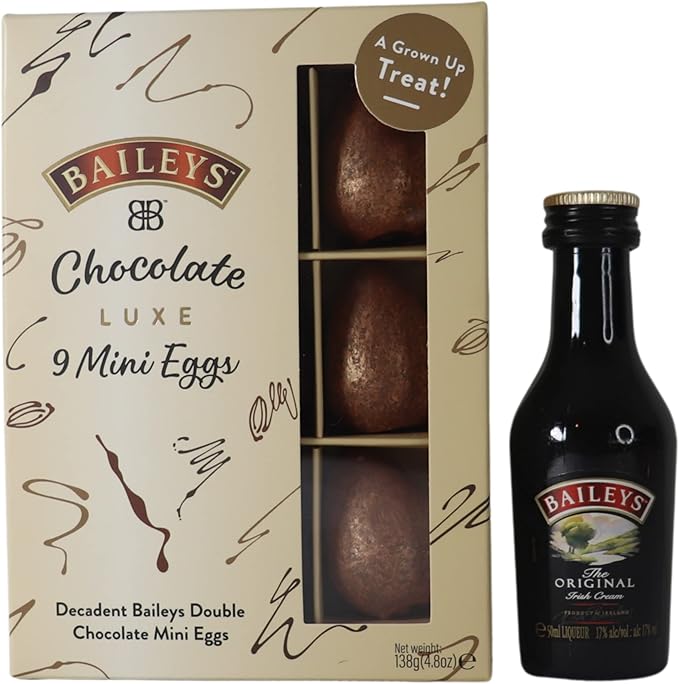 Baileys Chocolate Luxe Mini Easter Egg Hamper Box Gift Set 138g and Baileys Irish Cream Liqueur
