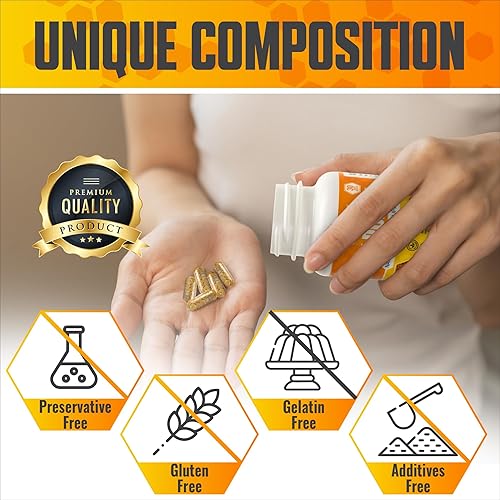 Miniatura 3 de 100% Gránulos naturales de polen de abeja crudo en cápsulas, superalimentos, vitamina B, antioxidantes, minerales, enzimas, proteínas, aminoácidos,