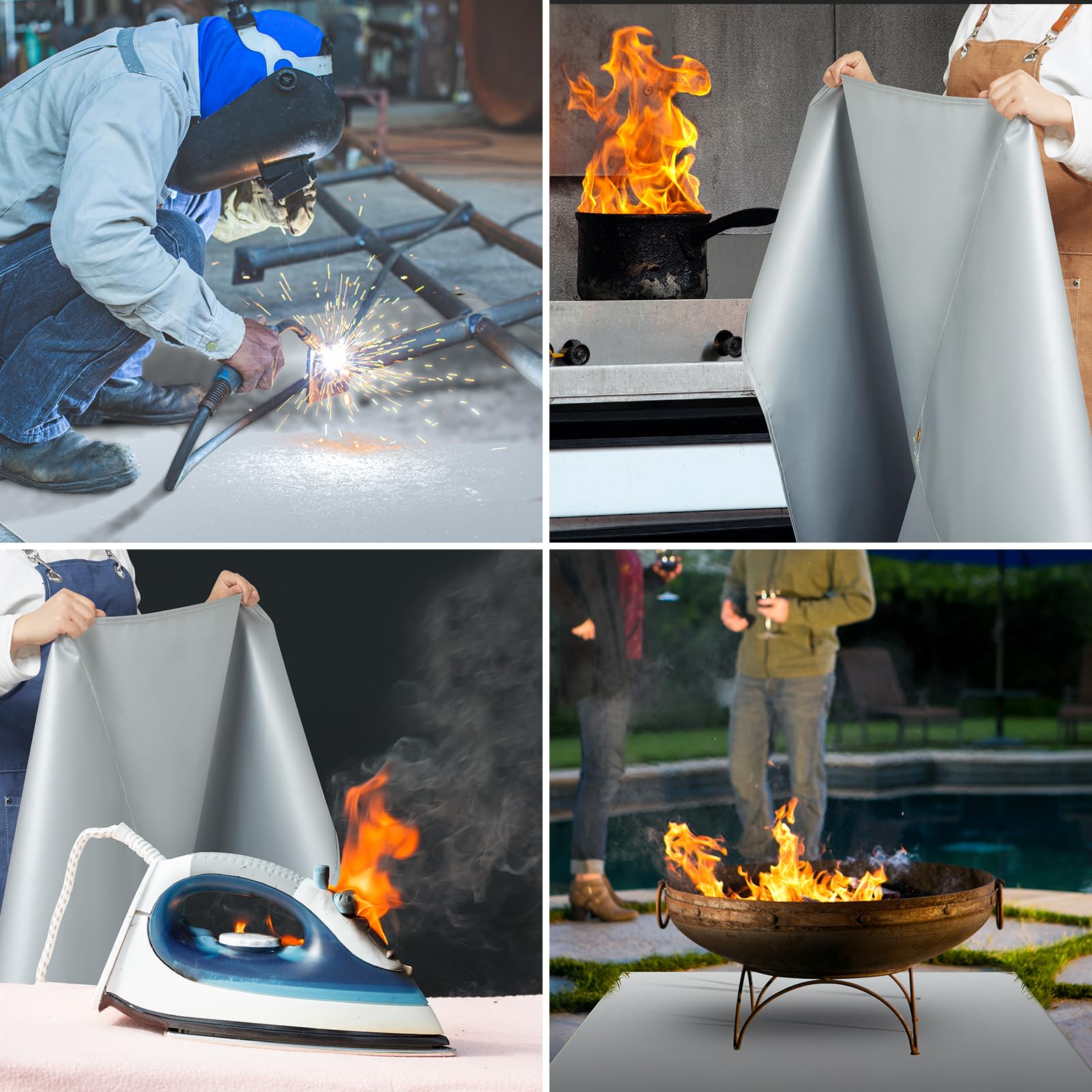 FLASLD Copertura per batteria al litio ignifuga, il modo più semplice e veloce per isolare e spegnere piccoli incendi, coperta antincendio per scooter elettrico e bici elettrica (201 x 201 cm, grigio)