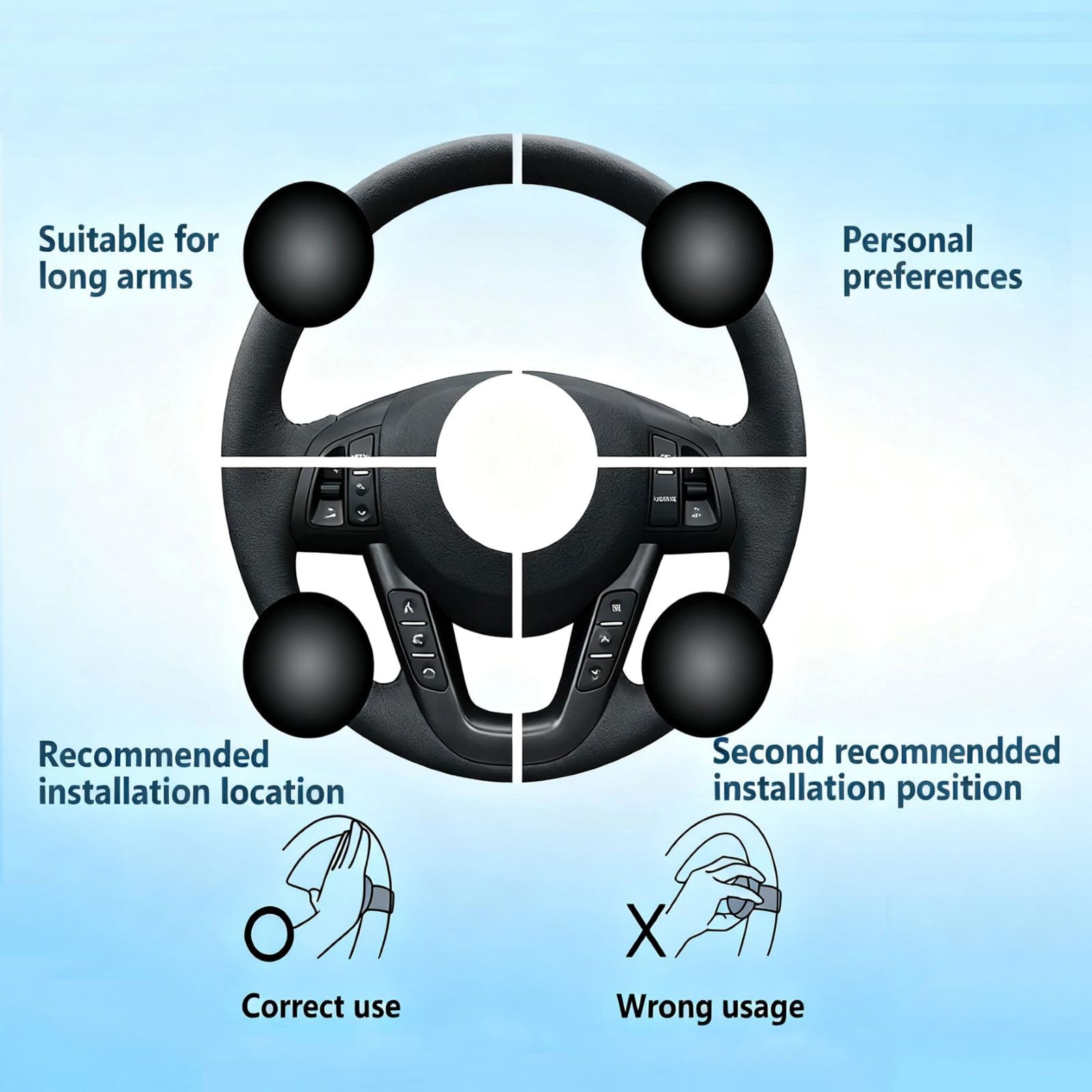 1 Pièces Bouton De Volant Boule Rotule Aide à La Direction Universel, Pommeau De Volant Universel Rotatif à 360°, Bouton Power Spinner, Pour Voiture, Camion, Bateau (Noir)