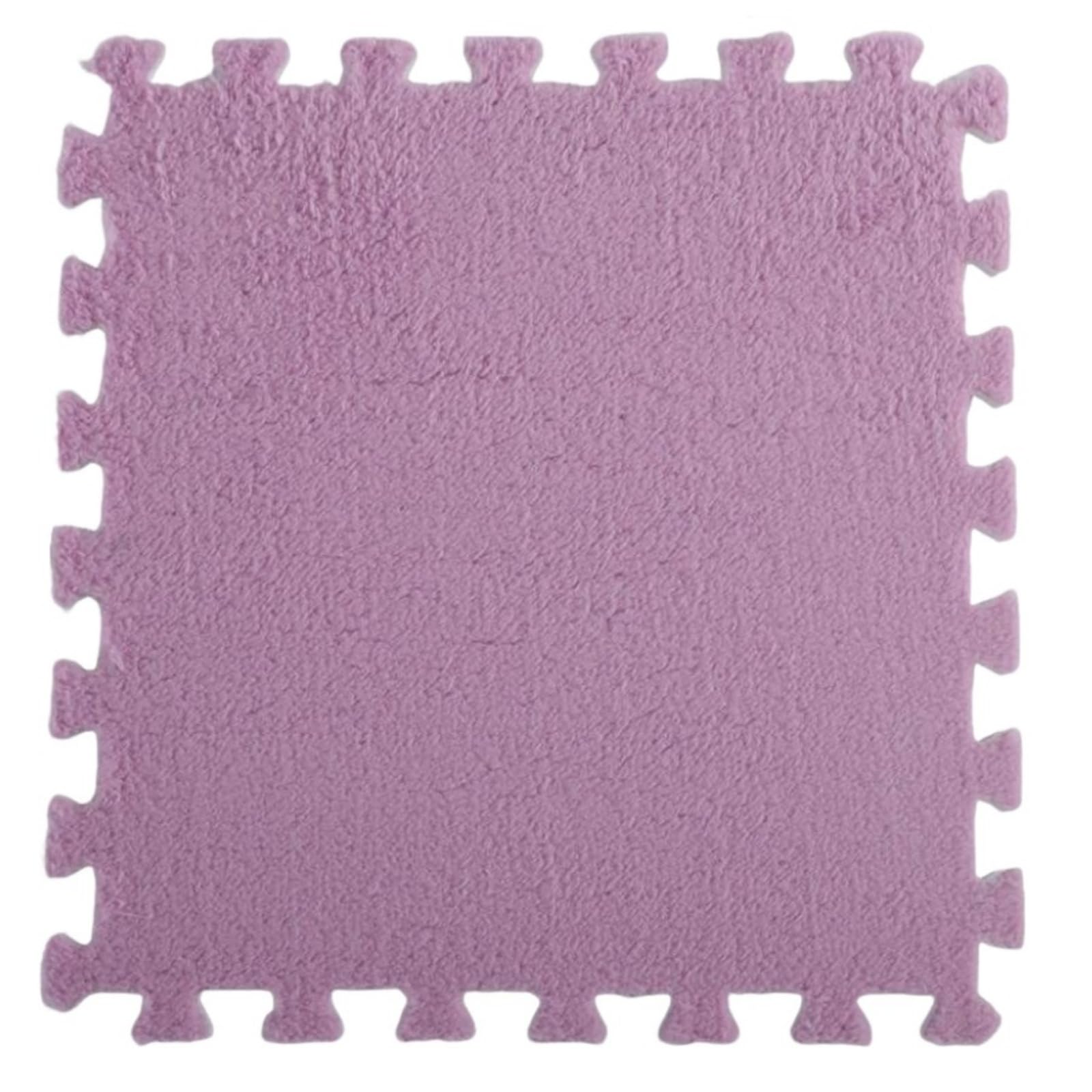 Hiseng 5/10/20 pcs Interlocking Foam Floor Tiles 30x30cm, Squares Puzzle Carpet Tiles Plush Floor Mats Soft Shaggy Foam Rug for Kids Bedroom Living Room Home Decoration (Purple,5pc)