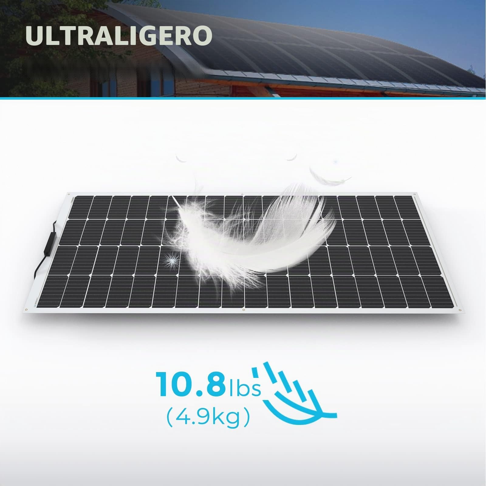 Renogy 200 W 12 V Panel solar flexible Módulo solar monocristalino de silicio Célula solar fotovoltaica Fuera de la red para baterías de 12 V Autocaravanas Camping Caravanas Barcos