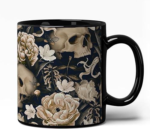 GotPrint Tazas de calabaza con temática de calavera oscura de Halloween, taza de café de cerámica, regalos de Halloween para mujeres, hombres,