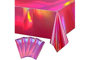 4 Pack Hot Pink Disposable Laser Rectangle Tablecloths