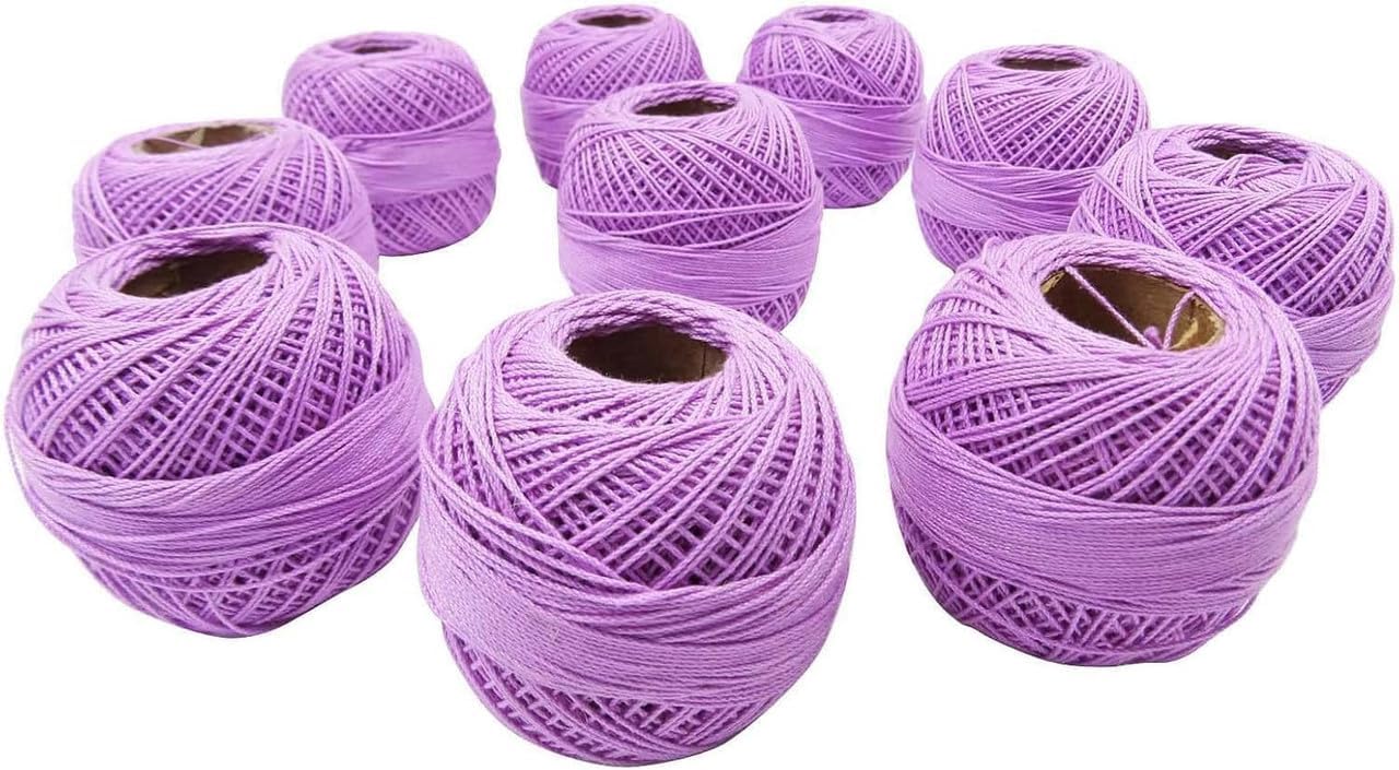 Cotton Crochet Thread Yarn Craft Tatting Knit Embroidery Thread Sewing for Cross Stitch Crafts 10 Pieces(Purple)