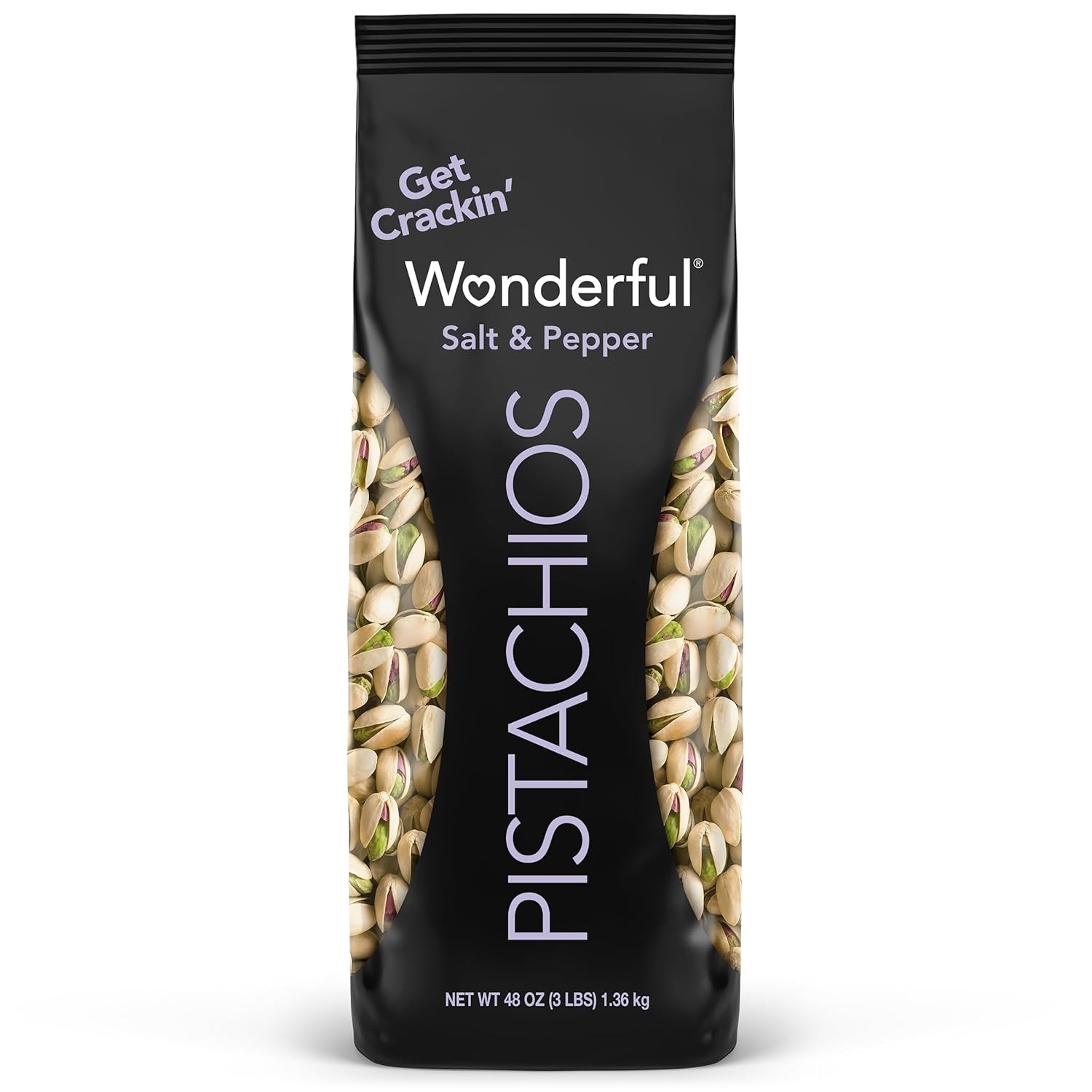 Wonderful Pistachios In Shell, Salt & Pepper Flavored Nuts, 48 Ounce Bag, Protein Snacks, Gluten Free, Healthy Snacks for Adults