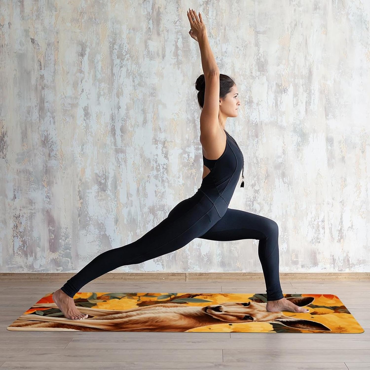 Yoga Towel, Kangaroo Pattern Non Slip Sweat Absorbent Hot Yoga Mat Towel for Hot Yoga, Pilates and Fitness - 72.8" x 26.8"