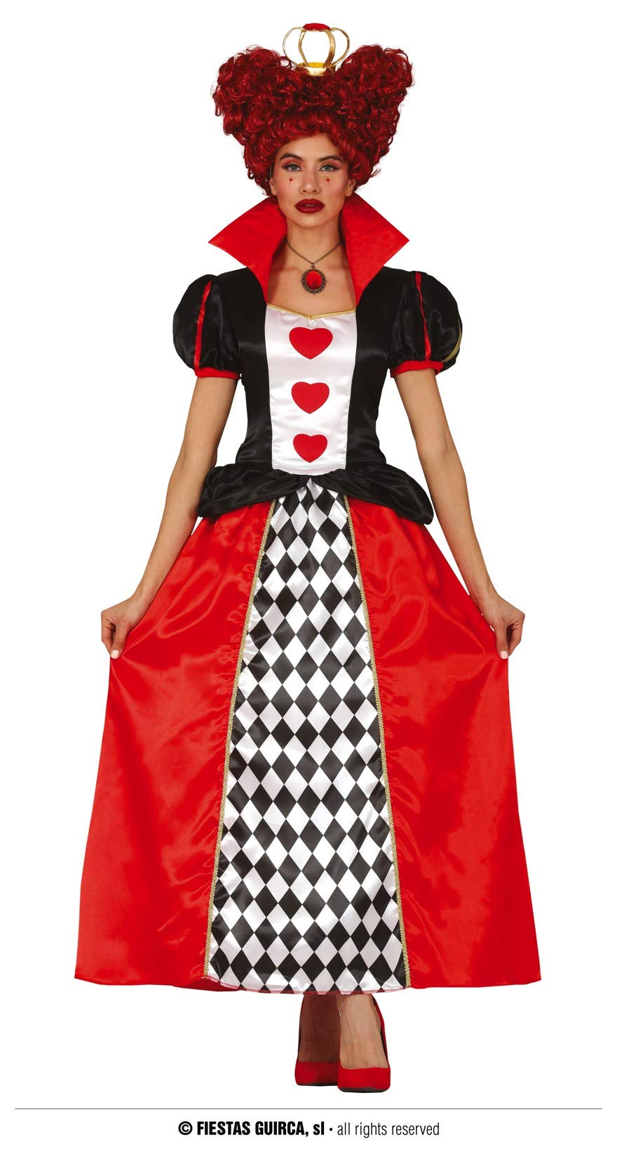 FIESTAS GUIRCA | Lady Heart Fancy Dress Costume (14-16/XL) - Dress and Crown - Queen of Hearts Costumes for Halloween, Carnival, World Book Day and Fancy Dress Parties - Ideal for Adult Women