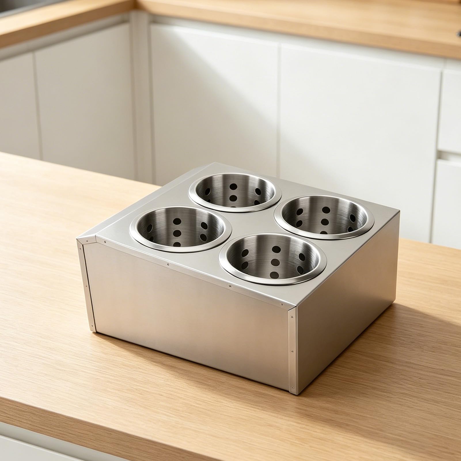 Luocute Soporte para Utensilios de Cocina de Acero Inoxidable con 4 Ranuras, Organizador de Cubiertos para Tenedores, Cucharas y Palillos