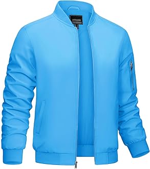 CRYSULLY Men's Bomber Jacket Lightweight Spring Fall Casual Windbreaker Full Zip Outwear Coat