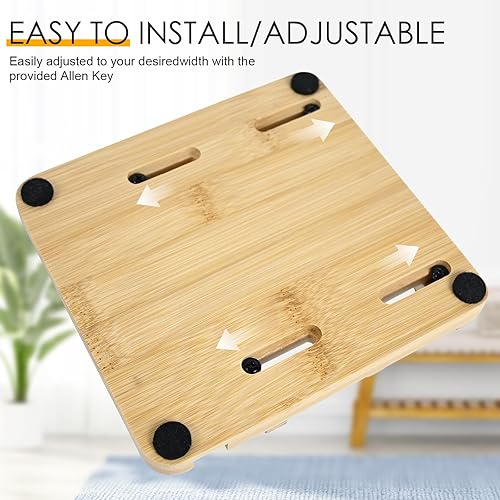 Miniatura 4 de Soporte vertical doble ajustable para laptop, 3 ranuras en forma de montaña de madera, soporte multiusos para laptop, soporte para teléfono para