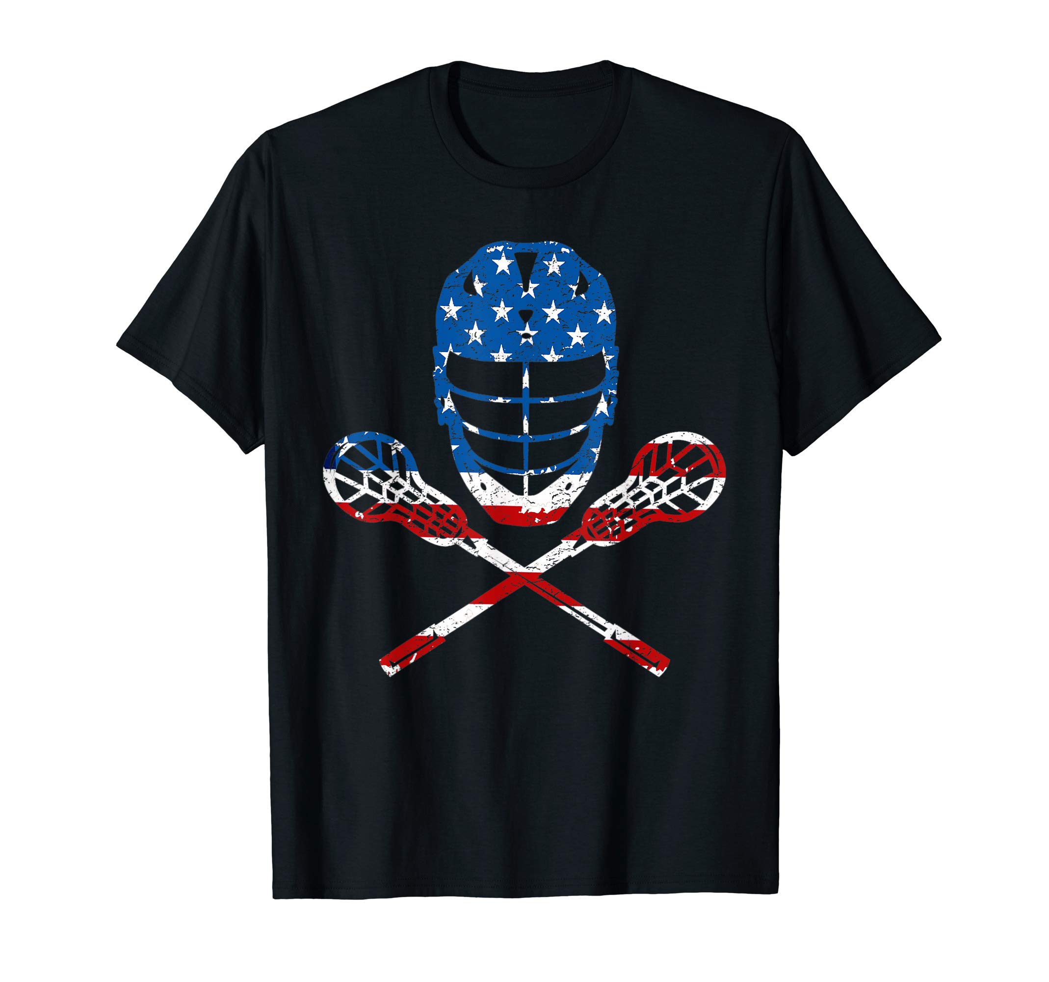 Lacrosse American Flag Lax Helmet Sticks 4th Of July Gifts Women Girls Kids Men T-ShirtOEKO-TEX STANDARD 100