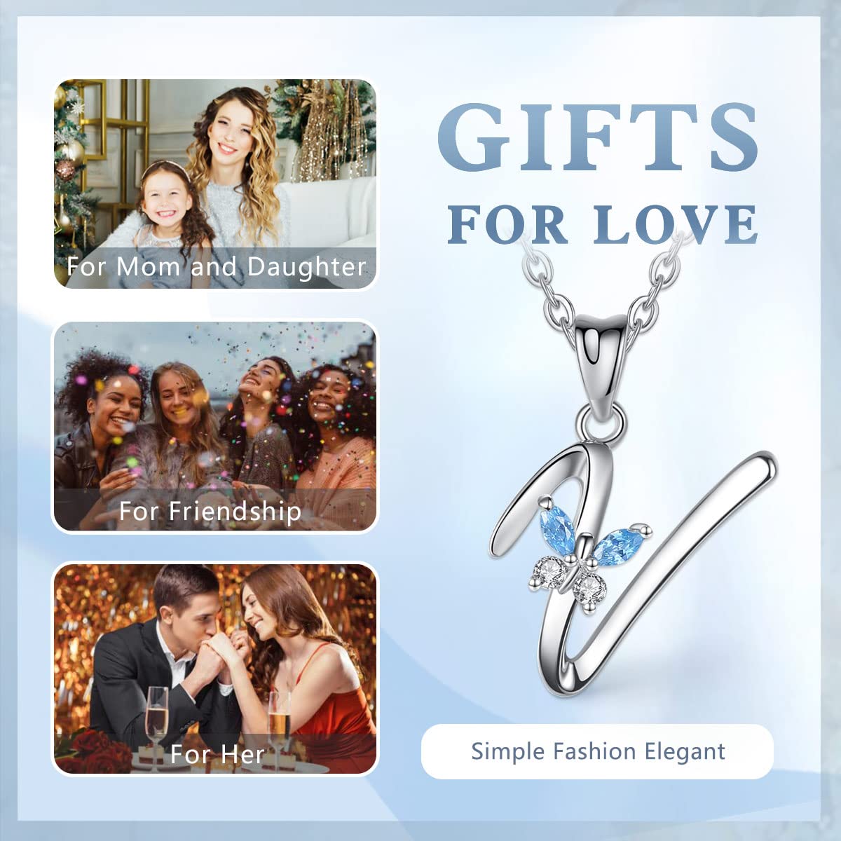 EUDORA Harmony Ball Collana Iniziale Argento Sterling 925 26 Lettere dell'Alfabeto Ciondolo Personalizzato Nome Gioielli Collane Regali per Donne Ragazze Festa della Mamma, Catena 45 cm