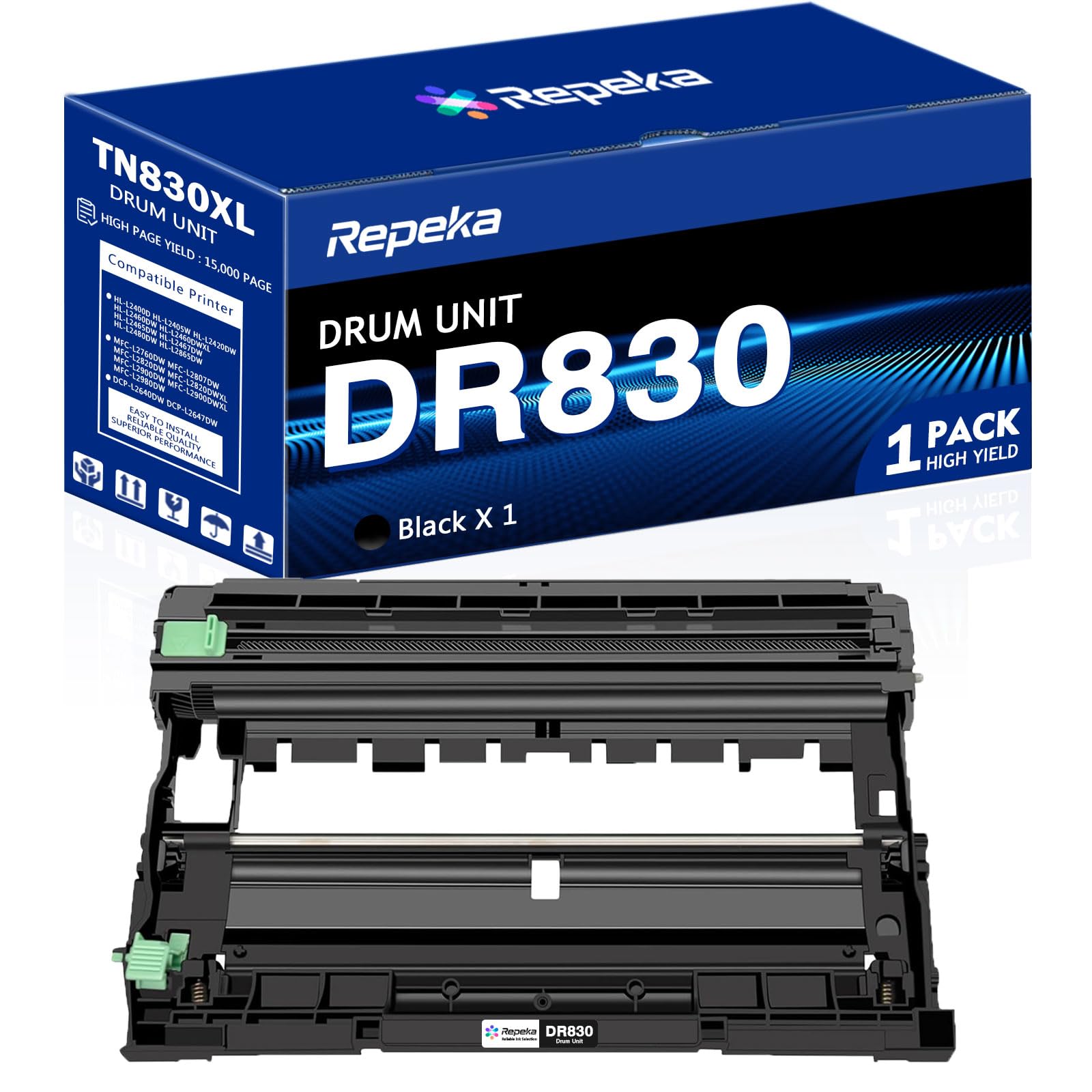 Repeka DR830 Drum Unit Replacement for Brother DR-830 DR 830 Compatible with Brother HL-L2350DW HL-L2370DW MFC-L2750DW DCP-L2550DW Printer (Black, 1 Pack)