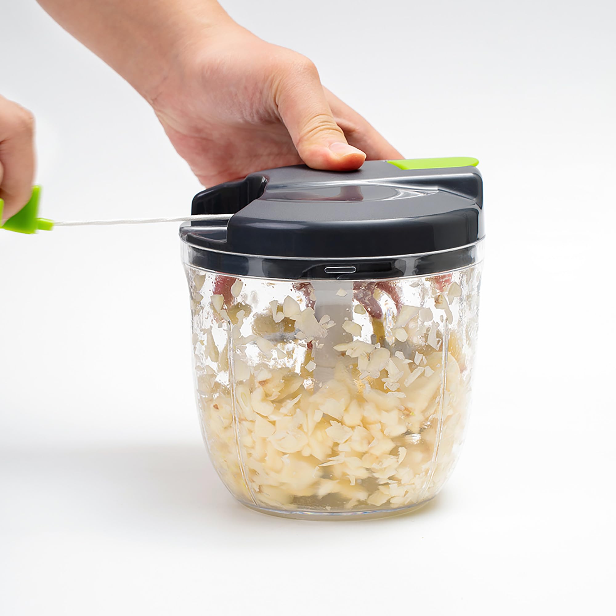 Procesadores manuales de alimentos y picadora con tapa y asa, cortador manual de cebolla, cortador de rebanador de verduras, adecuado para ajo, zanahorias, cebollas, pimientos, frutas, picado 6