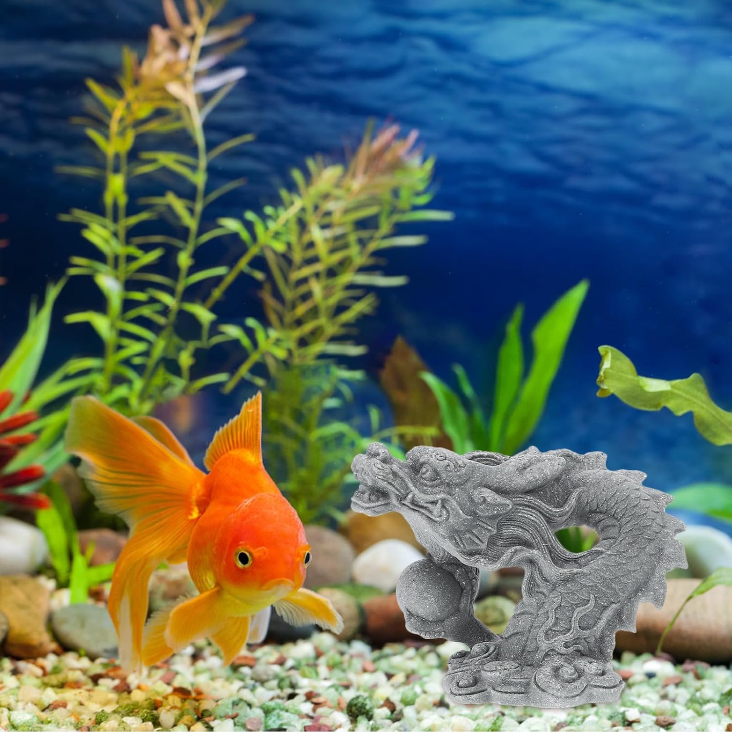 BESPORTBLE Aquarium Dragon Statue Sandstone Ornaments Dragon Fish Tank Decor for Freshwater Saltwater Tank Landscape Garden Chinese Dragon Modeling Decors