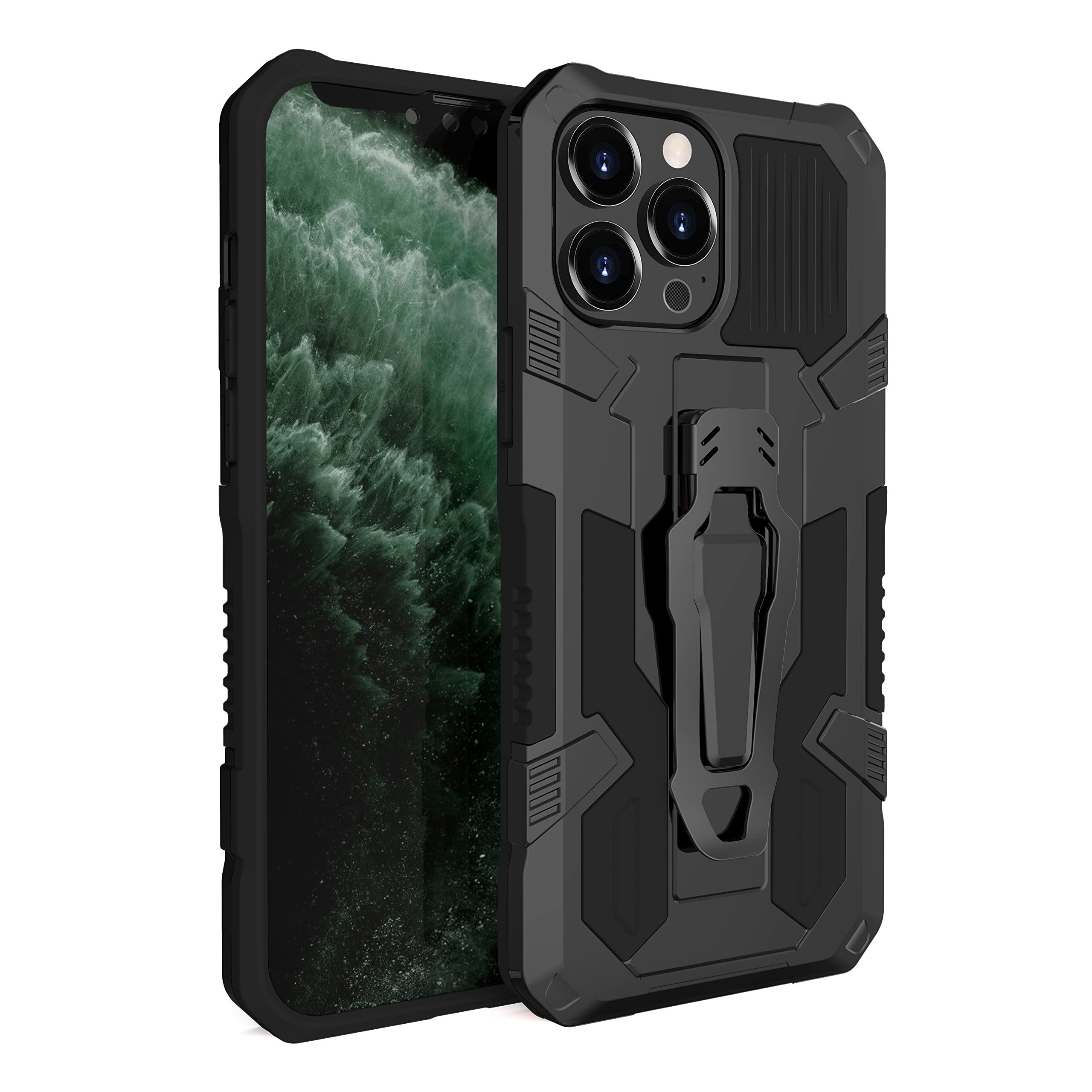 Case Compatible with Huawei Y9a Magnetic Mount Kickstand【PC+TPU】 2 in 1 Camera Protection Shockproof Cover Black