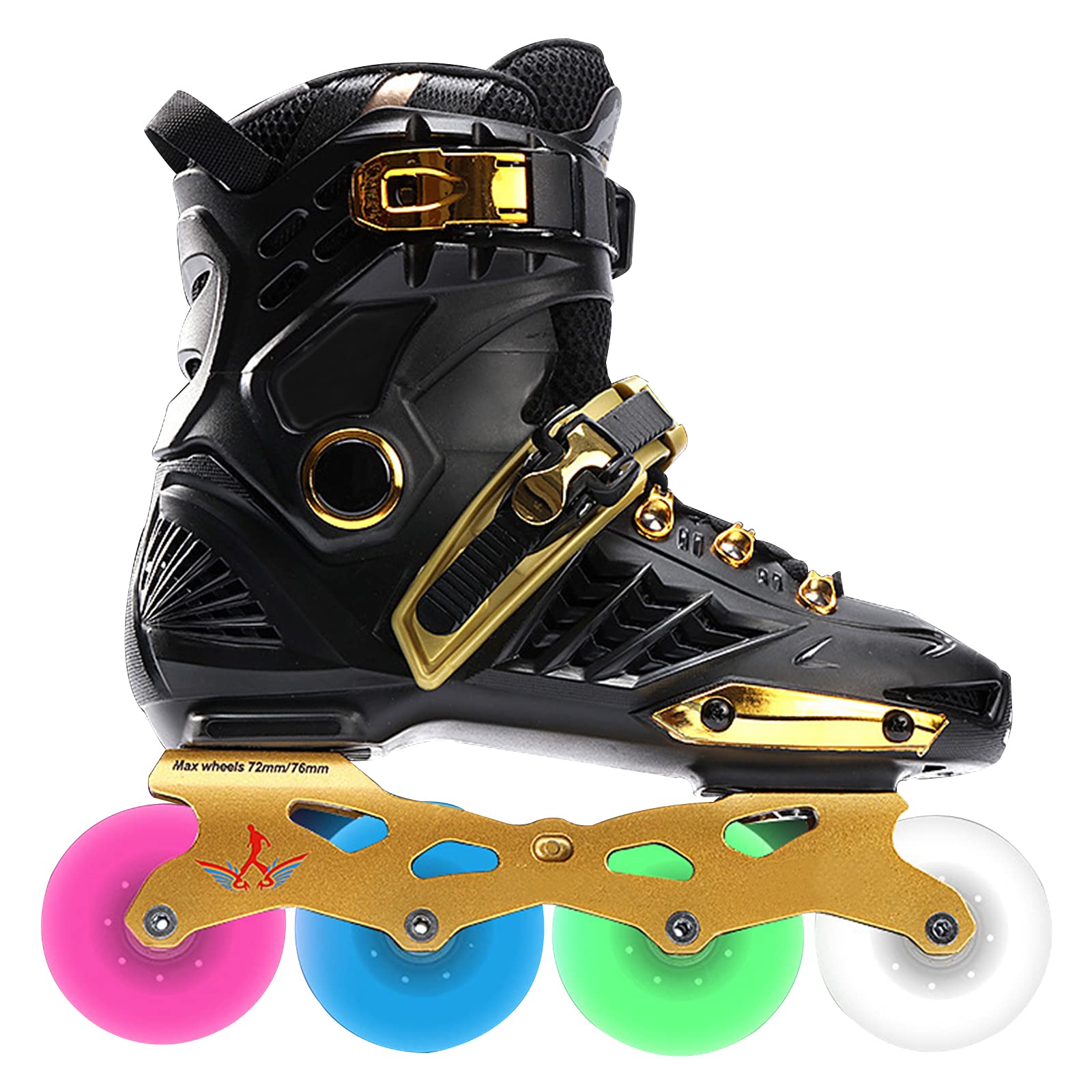 Rollers en Ligne pour Adultes, Patins à roulettes Lumineux avec Roues Lumineuses Complètes, Roller Chaussure de Sports D'extérieur et D'Intérieur pour Hommes Femmes Débutants, Or Noir