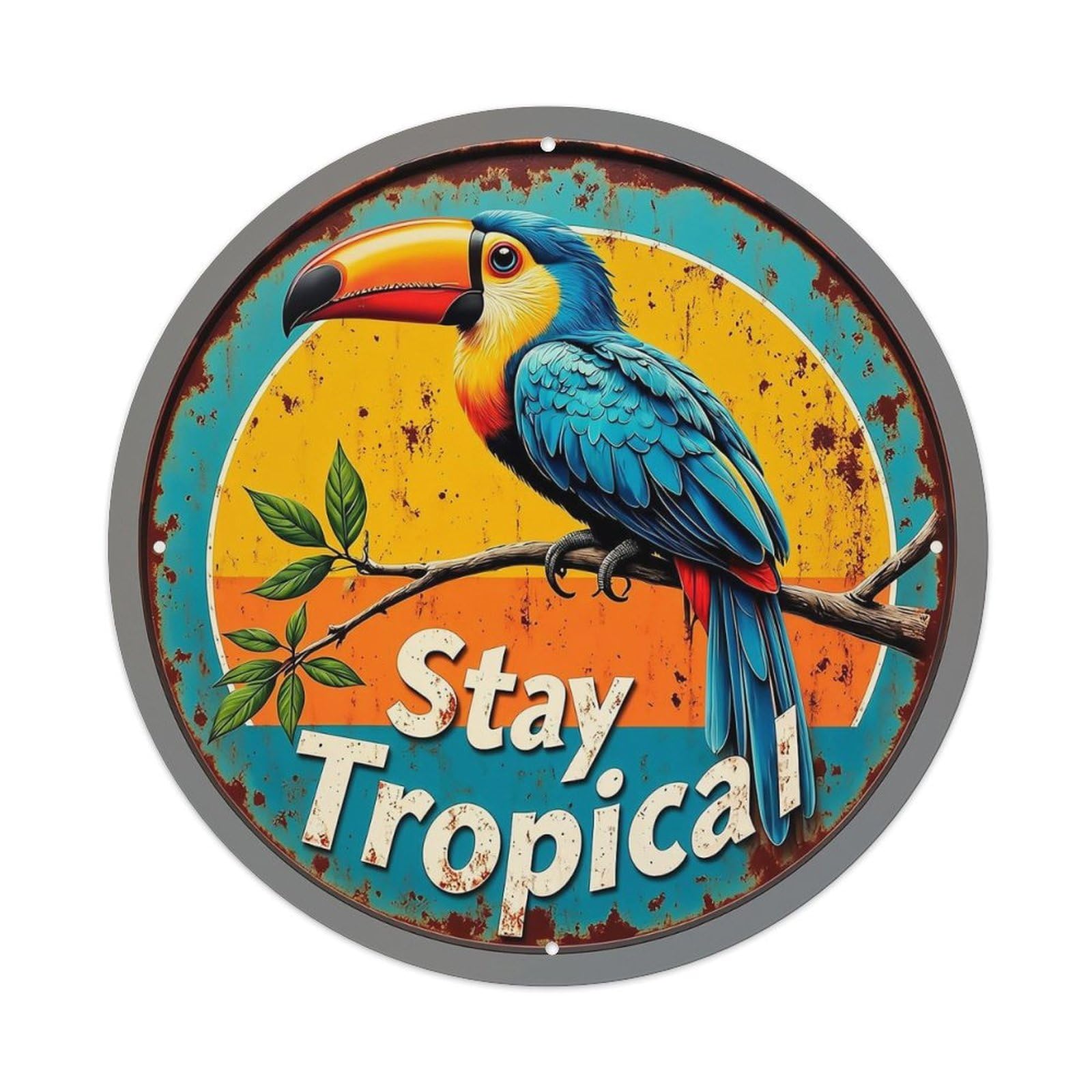 Jdyansheng Vintage Toucan On Branch Stay Tropical Tin Sign Metal Poster Metal Signs For Home Man Cave Bar Cafe Kitchen Laundry Room Wall Decorations 8X8 Inches