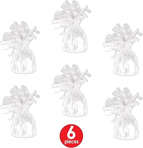 Miniatura 4 de Beistle 6 globos envueltos de plástico metálico blanco para fiestas de cumpleaños, bodas, aniversarios, decoración de mesa, celebrando contigo desde