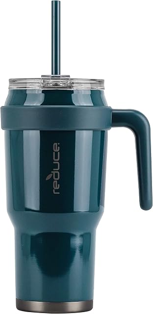 Reduce 40 oz Mug Tumbler, Stainless Steel with Handle  Keeps Drinks Cold up to 34 Hours  Sweat Proof, Dishwasher Safe, BPA Free  Dark Web, Opaque Gloss