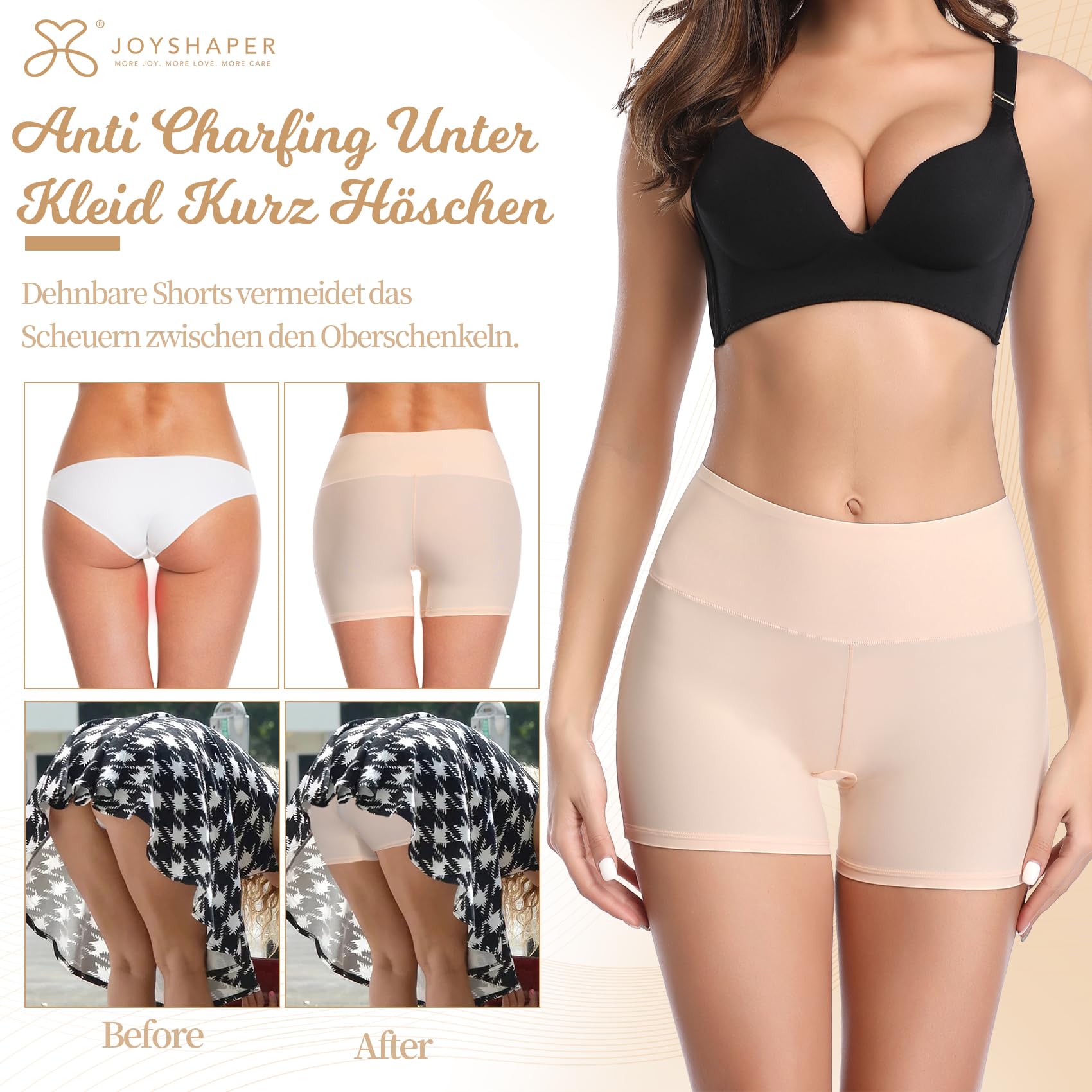 Joyshaper Pantaloncini Sottogonna Donna Pantaloncini Intimo Vita Alta Mutande sotto Vestito Sottogonna Anti-sfregamento Abiti Slip Shorts per Yoga