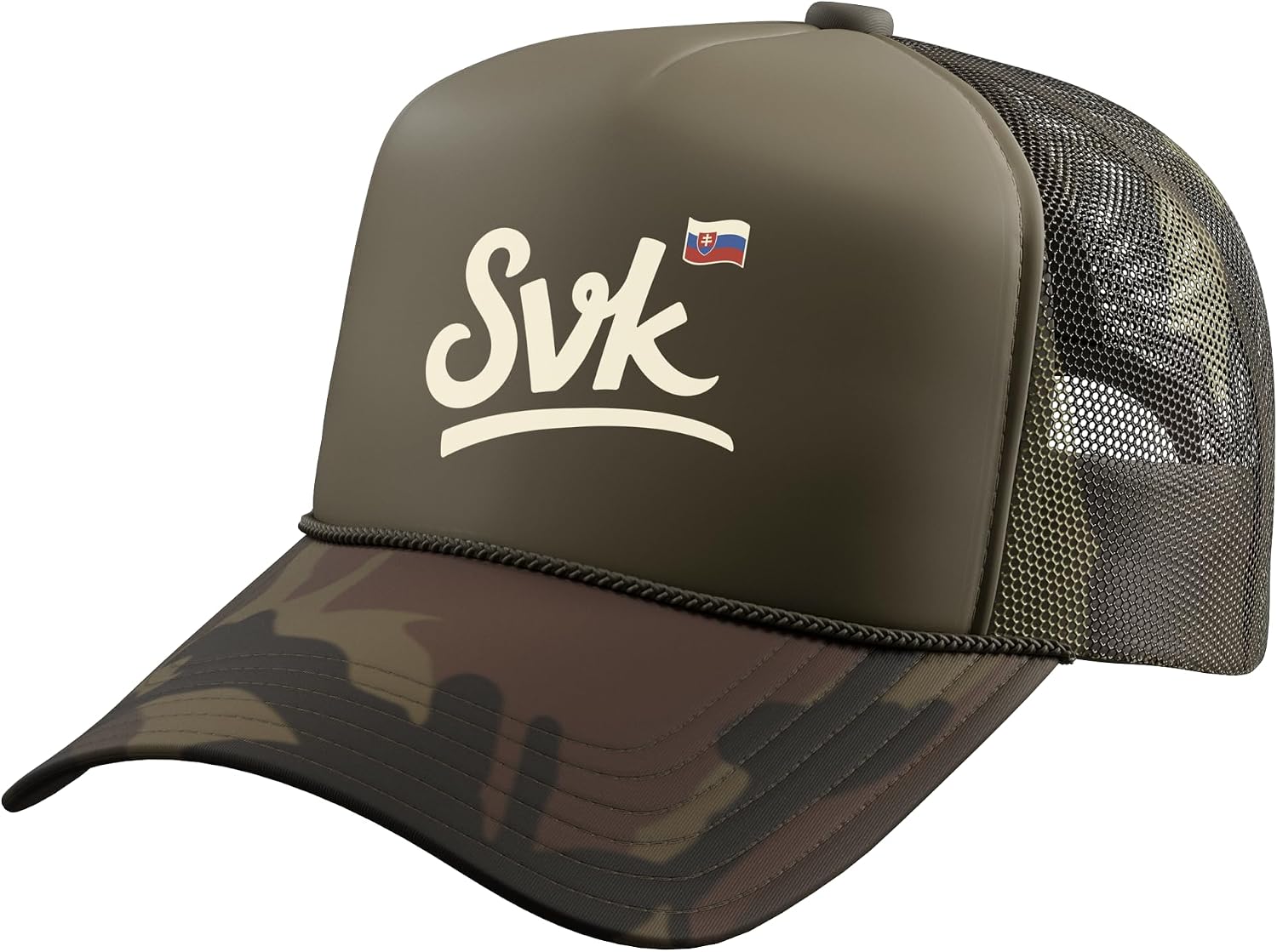 Slovakia Vintage Script Fan Trucker Hat with Adjustable Mesh Back
