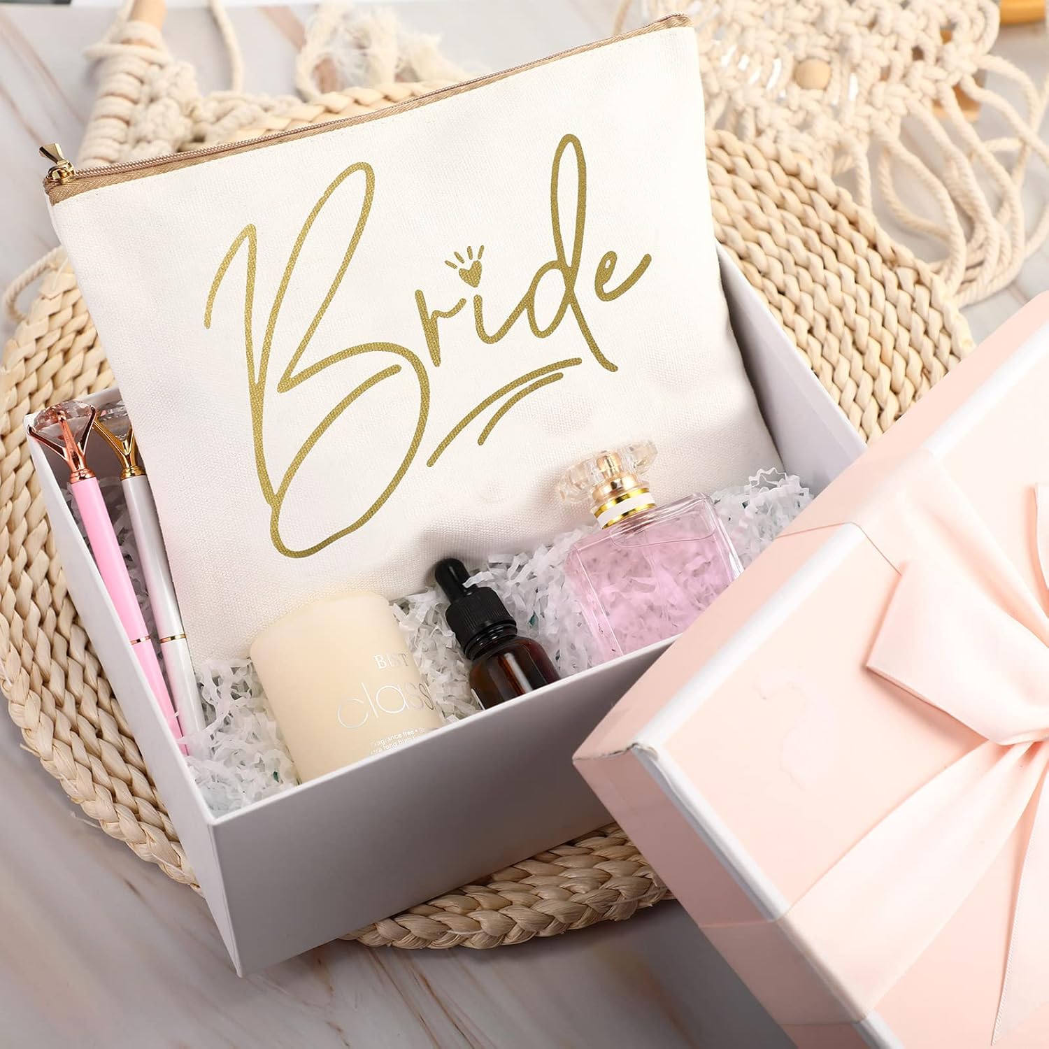 8 Pcs Bridesmaid Makeup Bag Matron of Honor Gifts Bridal Bag for Bridal Wedding Party Gift(Lovely Pattern) - Image 5