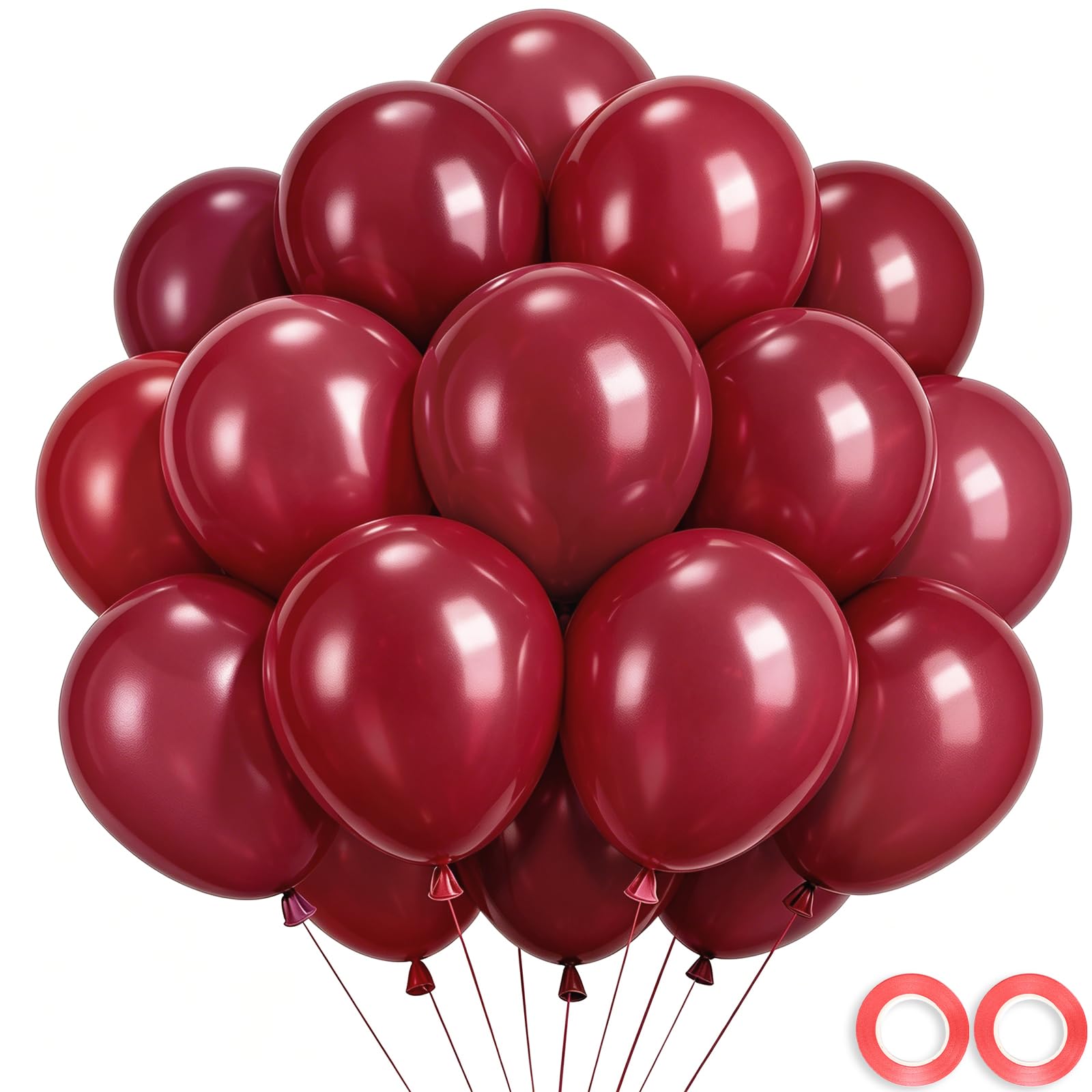 Wayfun Ballon Bordeaux 50pcs, 30cm Ballons Anniversaire Bordeaux Ballon Rouge Bordeaux, Helium Ballons de Baudruche en Latex pour Mariage Decoration Anniversaire Baby Shower Bapteme Graduation Fete - 1
