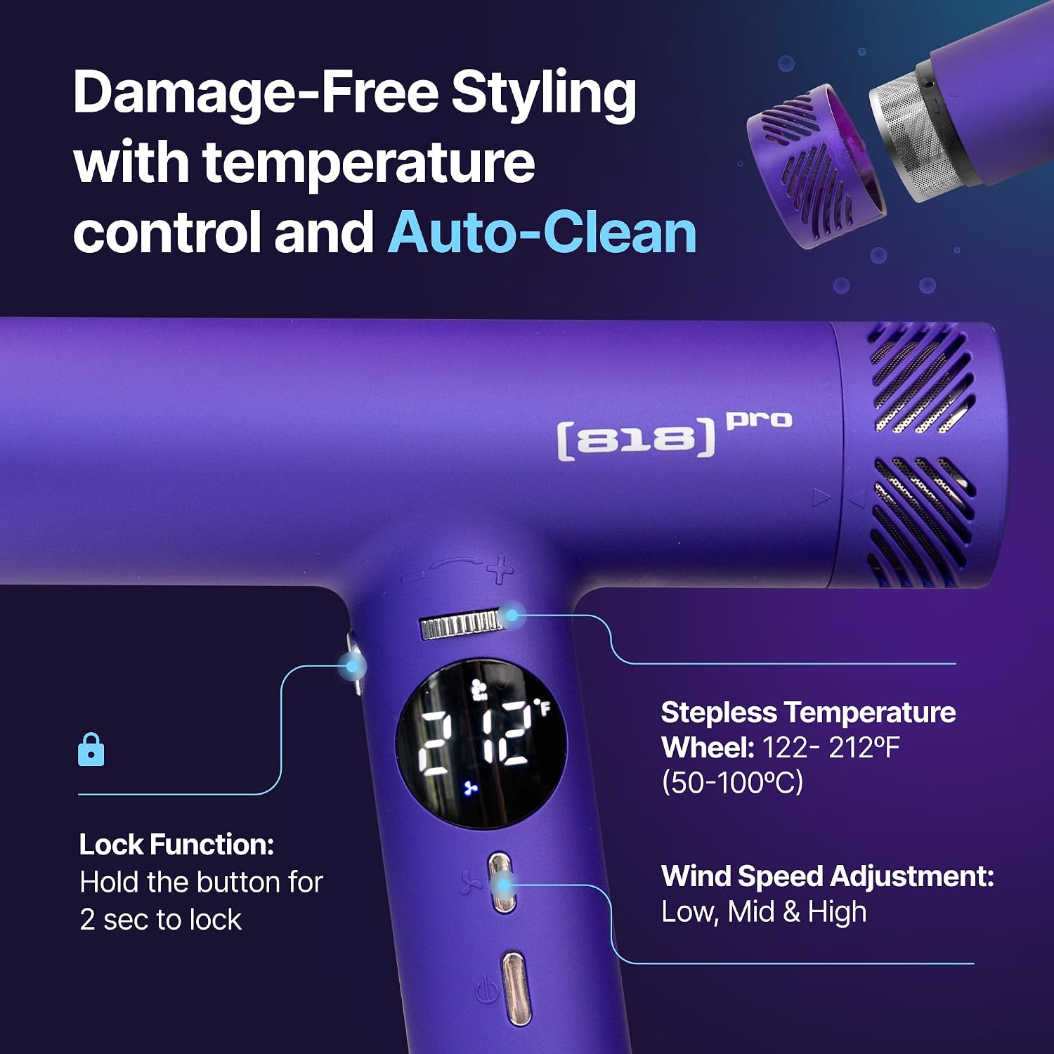818 Pro Salon Hair Dryer and Straightener Set | 110000 RPM High Speed Ionic Ultralight XCell Blow Dryer with Diffuser | Titanium Hair Straightener and Curler 2in1 | Detachable Power Cord 9 ft