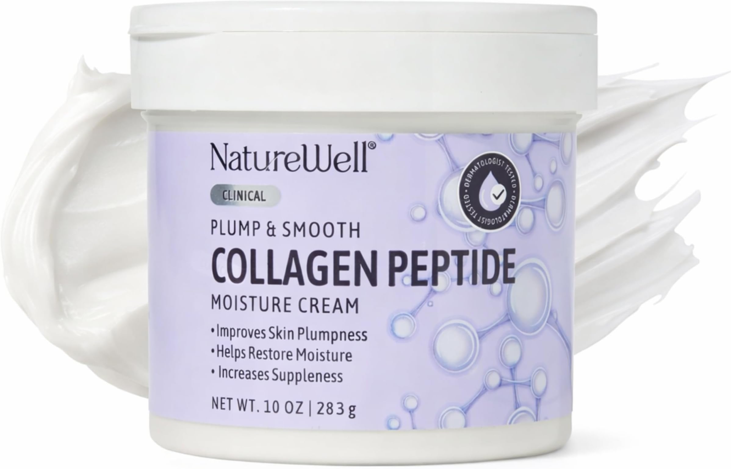 NATURE WELL Collagen Intense, Immediately Hydrating, Paraben and Dye Free Moisturizing Cream, for Face and Body, 10 oz.