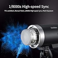 Vista 2 de Godox AD300 Pro AD300Pro Outdoor Flash Strobe, Portable 300Ws 2.4G TTL 1/8000 HSS Monolight, 0.01-1.5s Recycle, 320 Full Power Flashes, 12W Modeling