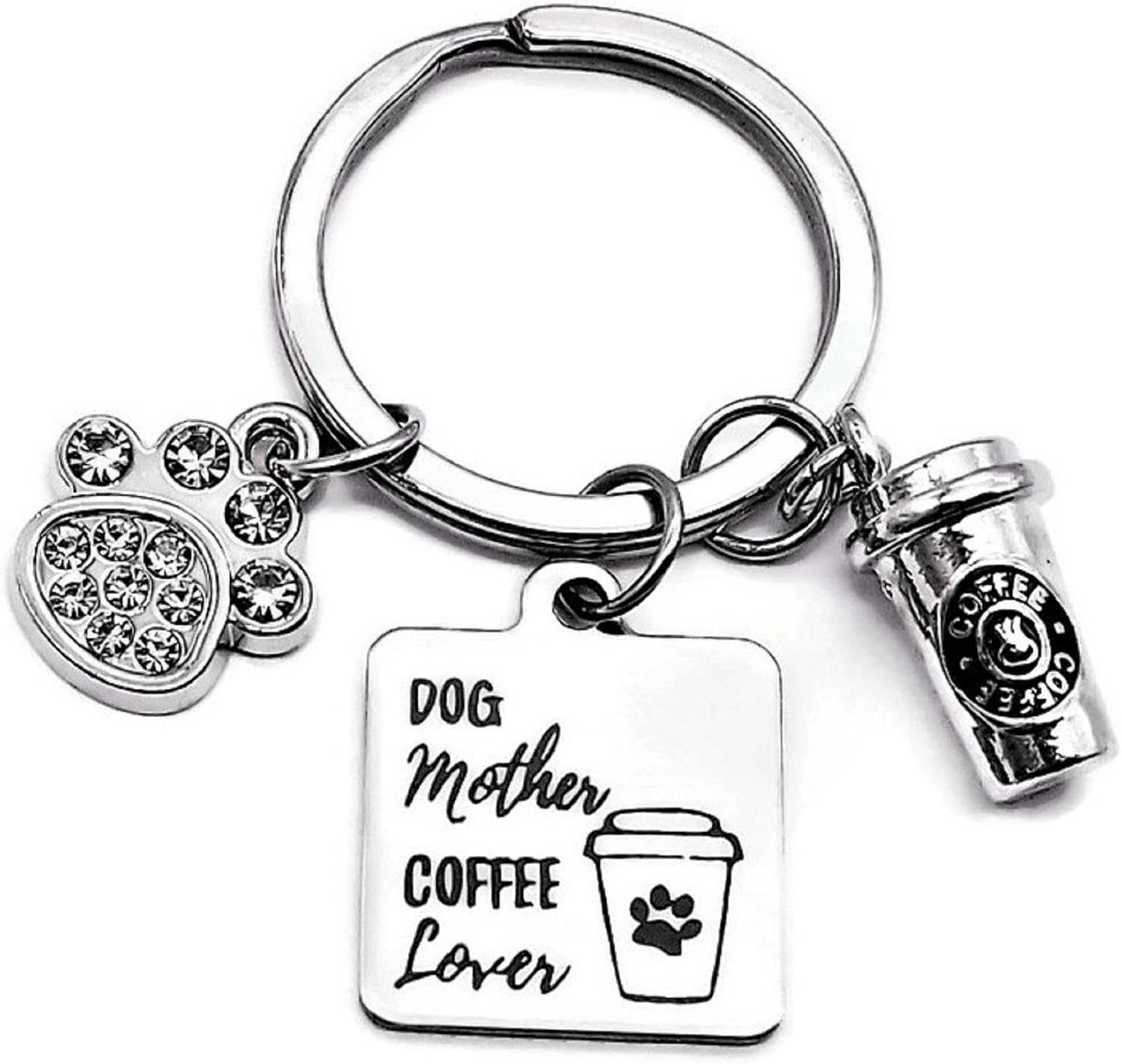 Kit's Kiss Coffee Keychain Dog Mom Keychain Dog Paw Print Charms Dog Mother Coffee Lover Gift Animal Pet Dog Memorial Coffee Cup Coffee…