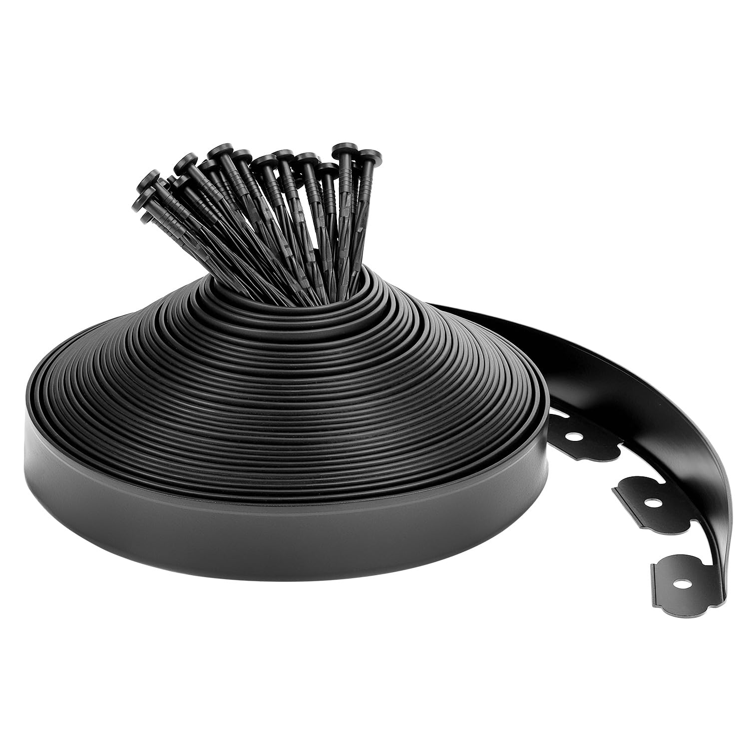 QWORK® 20m Flexible Garden Lawn Edging with 100 Sturdy Pegs, PE Landscaping Border for Flower Beds, Paths, and Lawns
