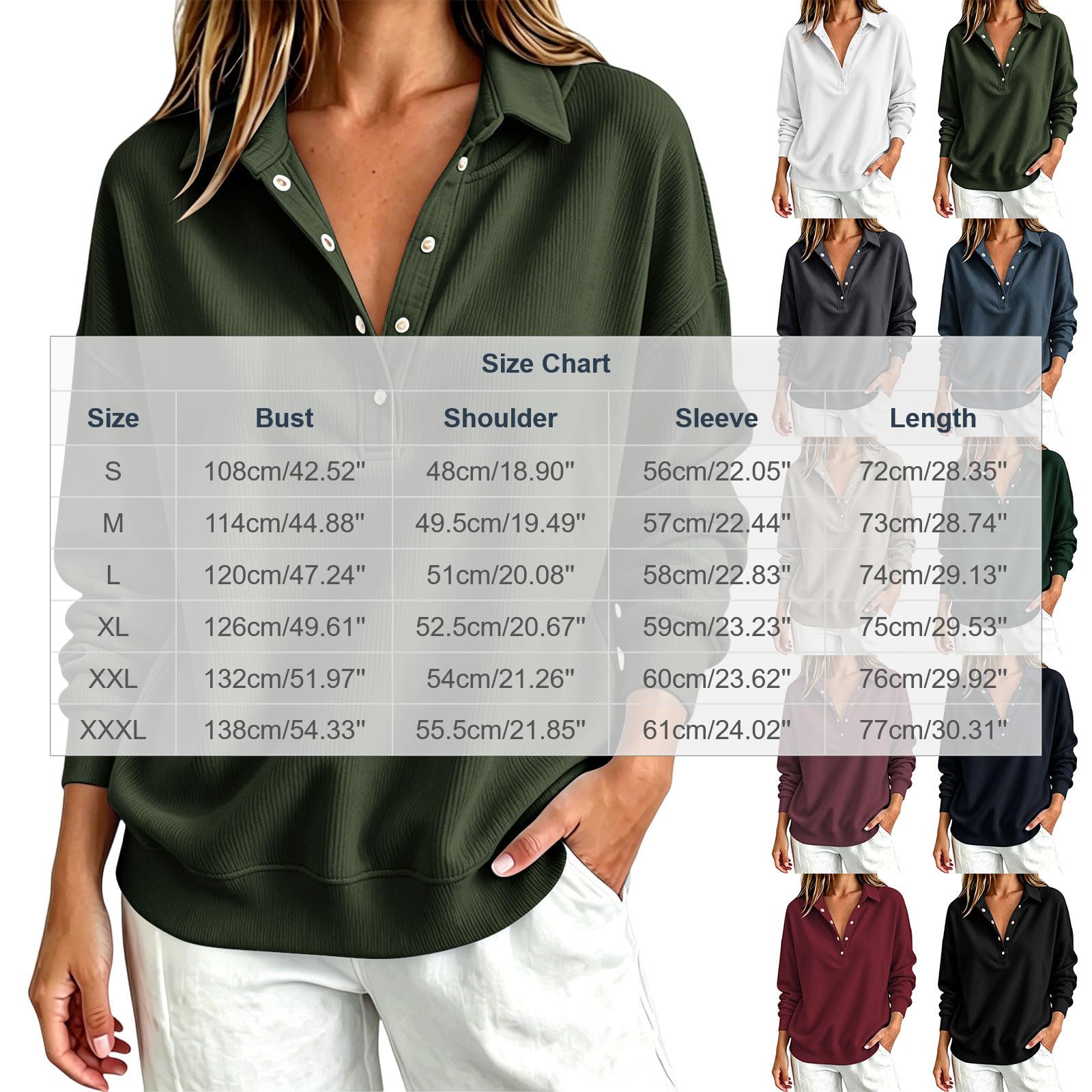 LUCKME Felpa Donna Mezza Zip con Bottoni Pullover Lungo Manica Lunga