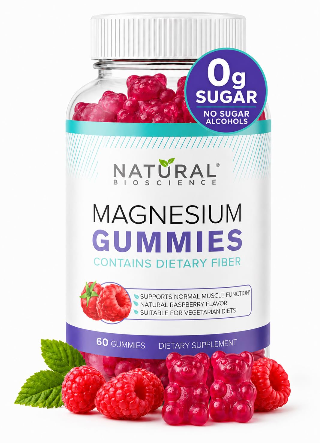 Sugar Free Magnesium Gummies - Calming Anti-Stress Gummies, Magnesium Supplement to Support Stress Relief, Sleep, Heart Health, Nerves, Muscles and Bones, Kids, Adults, Vegan, High Absorption, Non-GMO