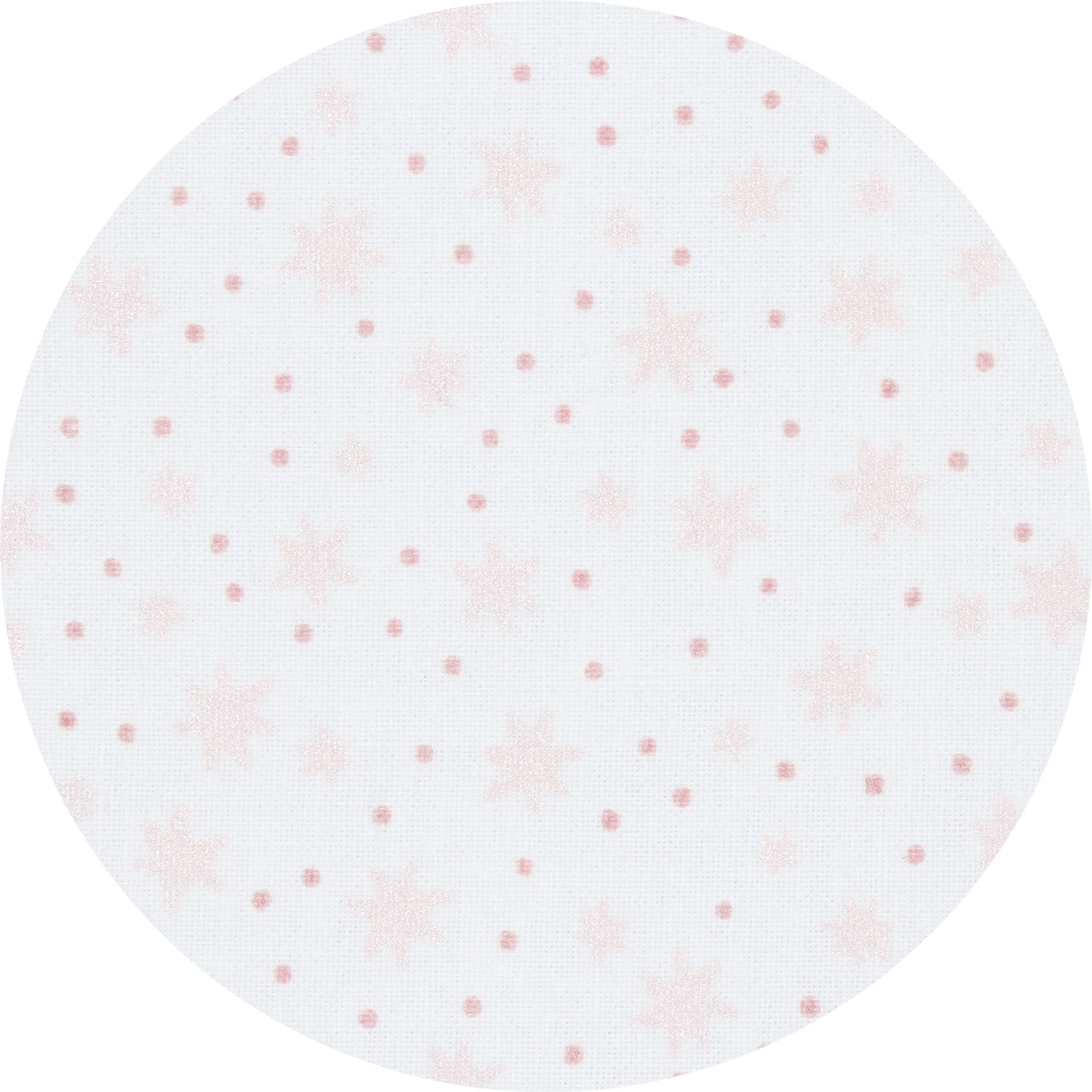 babybay Baldachim Organic Cotton z kokardką pasuje do modeli Original, Maxi, Boxspring, Comfort, Comfort Plus i Midi, białe błyszczące gwiazdy różowe