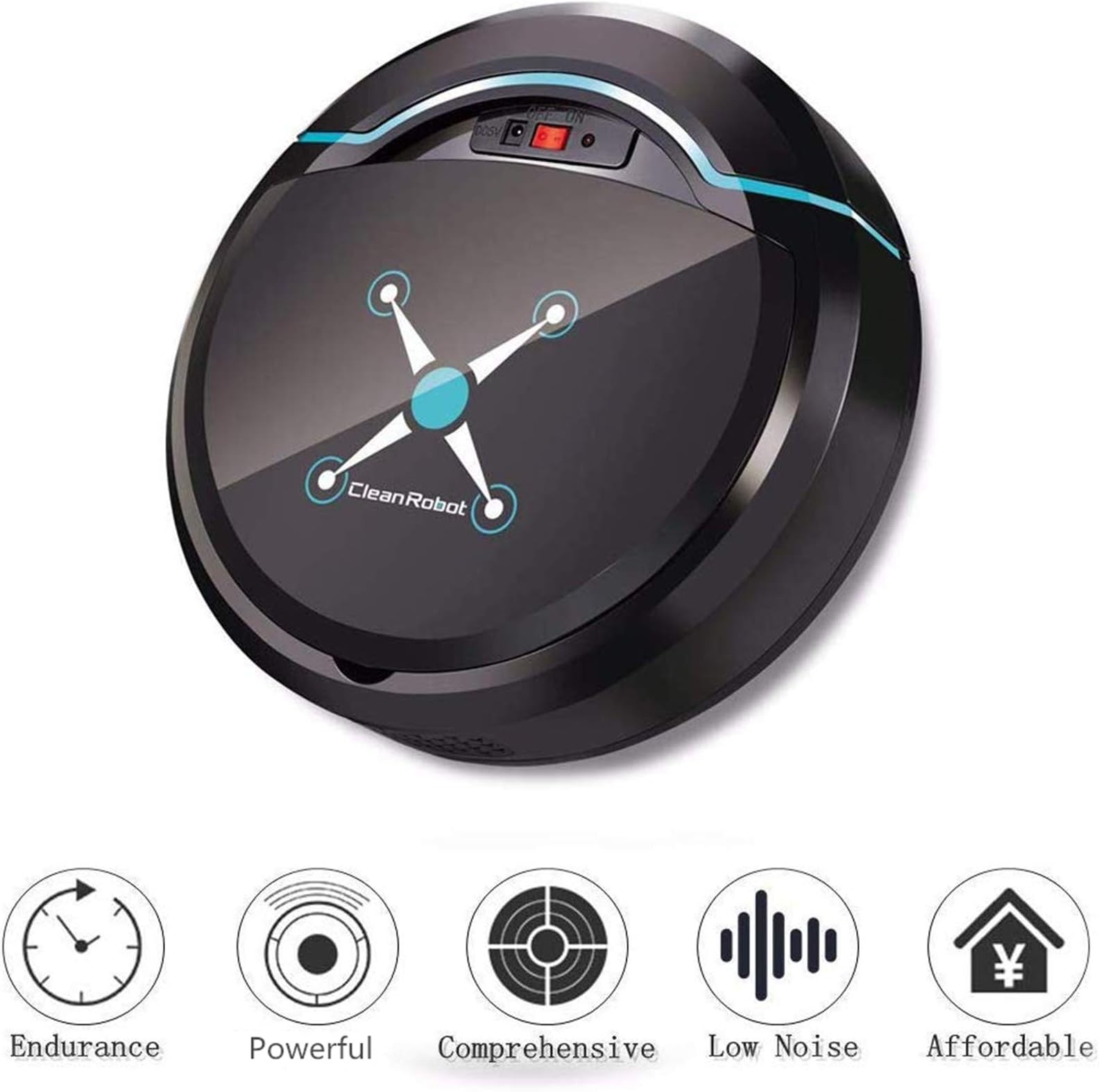 YANGKEE Robot Vacuum Cleaner-1200Pa Strong Suction Sweeping Robot Super Thin, Quiet Robotic Vacuums Cleaner Auto Sweeper For Dust Hair Care(Black)