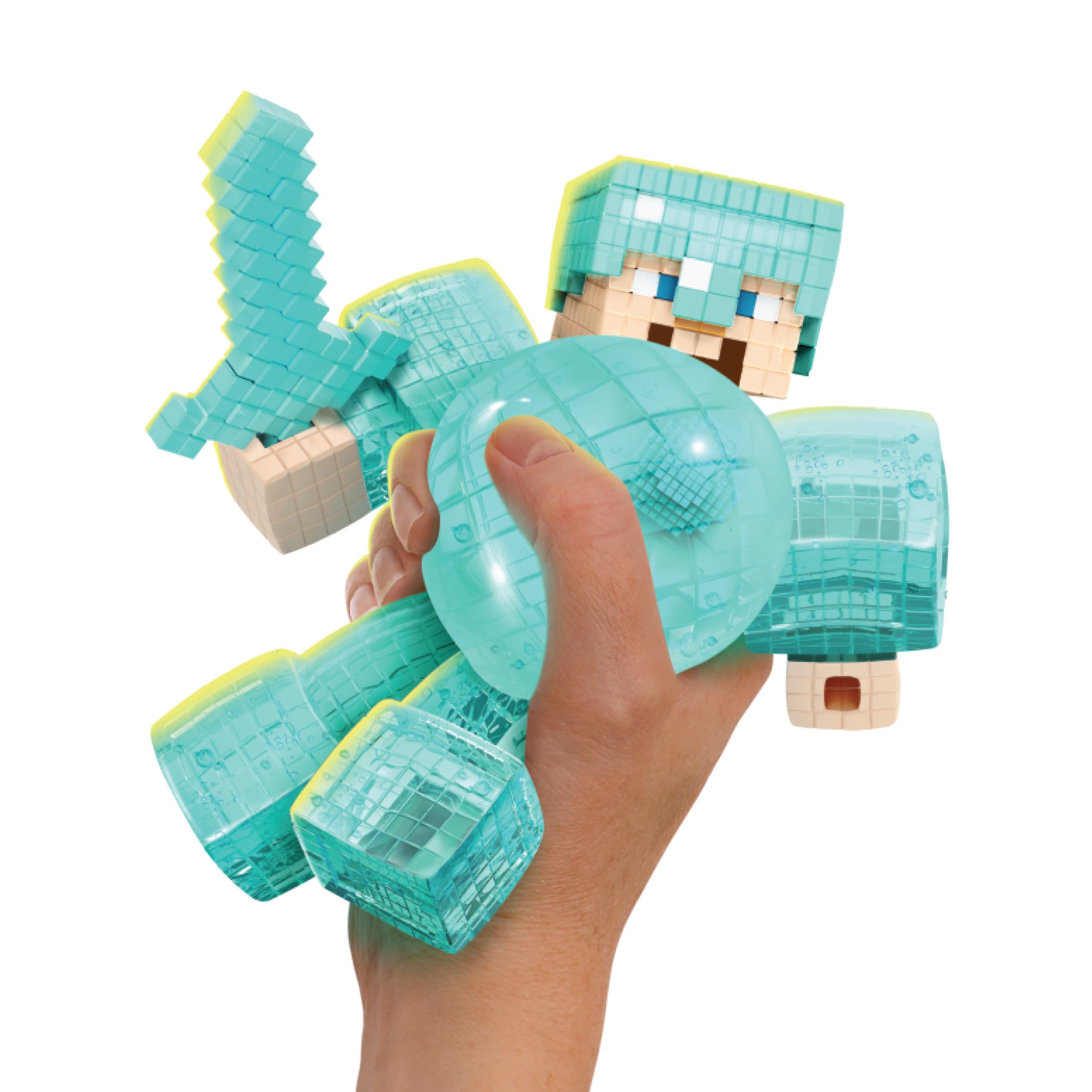 Heroes of Goo Jit Zu Paquete de 3 figuras de acción de Minecraft - Creeper, Steve, Enderman, figuras de juguete elásticas y flexibles para fanáticos de Minecraft de más de 4 años.