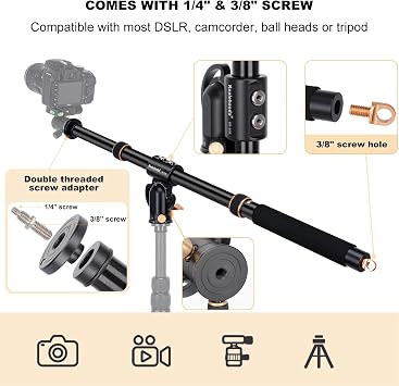 Koolehaoda 41 Tripod Extension Arm, 360 Rotatable with Magic Arm | Retractable Horizontal Center Column Boom, 180 Vertical Adjustable, Max Load 33lbs, for Macro & Overhead Photography