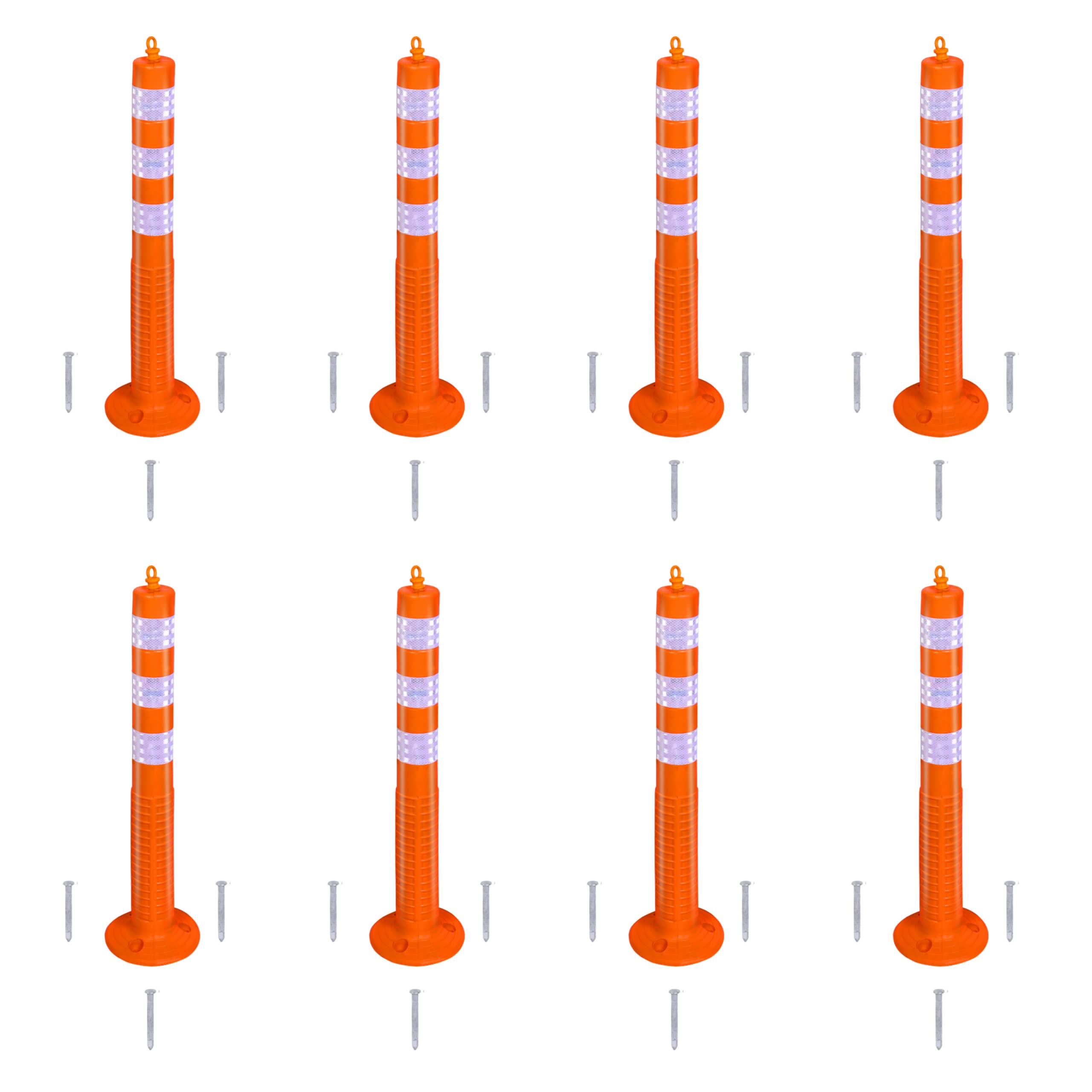 ABS INDUSTRY Spring Parking Post Orange With 3 White Reflective Tape Highly Flexible Road Cone Traffic Delineator Posts Flexible Channelizer Cone 30" with Nails (Pack of 8) (B09Z32SPH8) Amazon Price History, Amazon Price Tracker