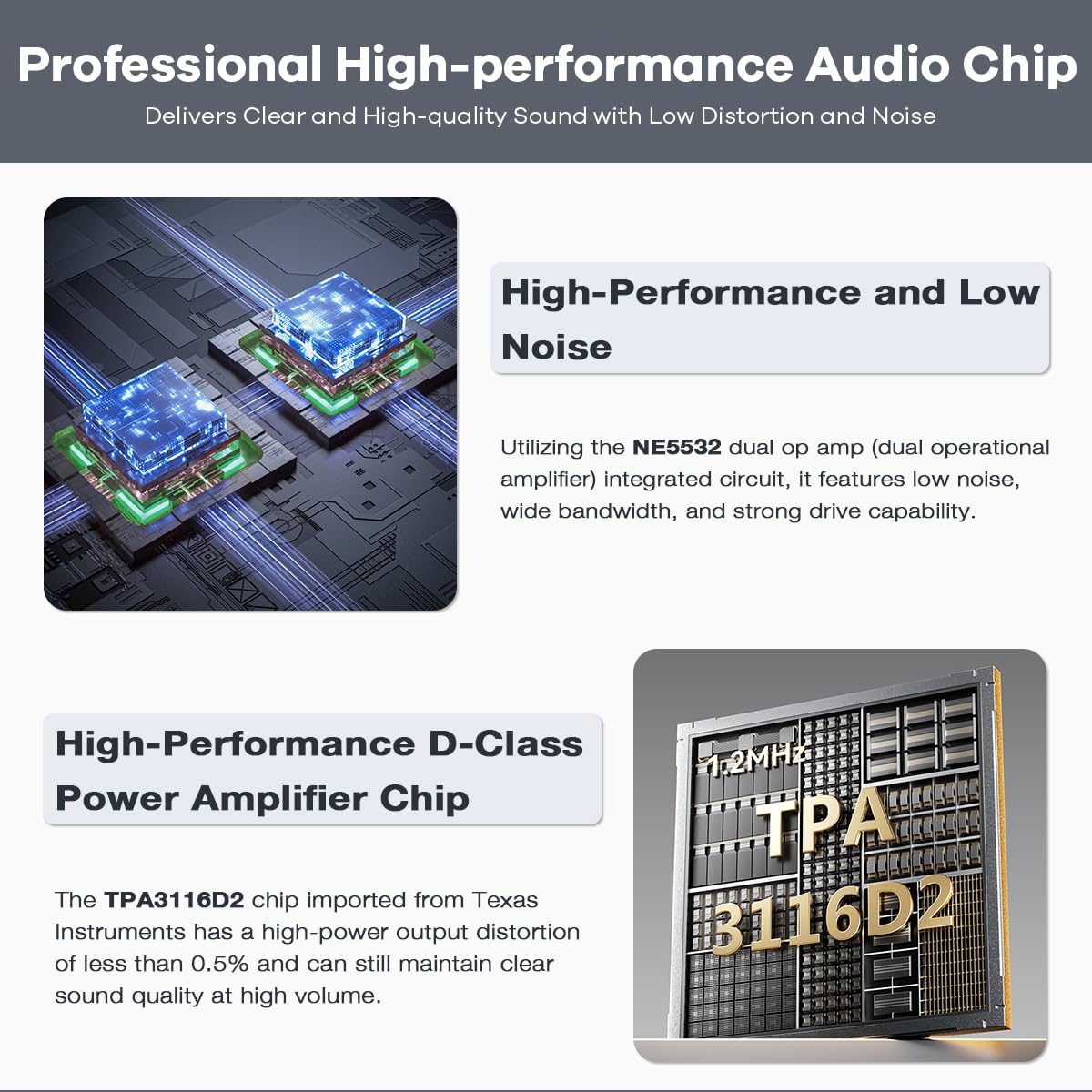 Hosyond YS-HM3 Amplifier Internal Chips (TPA3116 and NE5532)