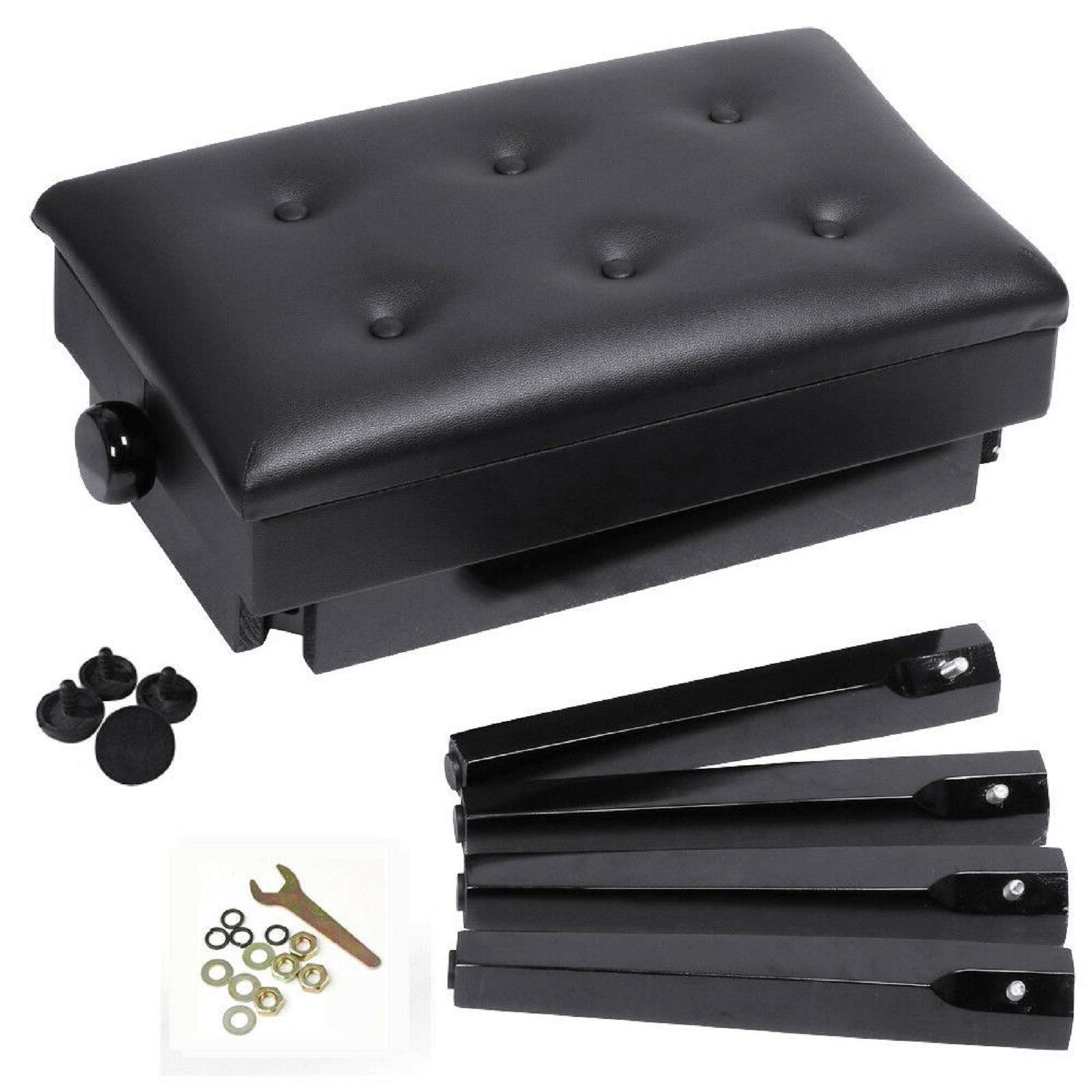 Trintion Pianobank Klavierbank Verstellbare Schwarz Klavierhocker Keyboard (Hoehenverstellbar von 48-58cm Sitzfläche 63 X 34cm) Stabil mit Schwarzem Muster Tragfähigkeit bis 150 Kilogramm