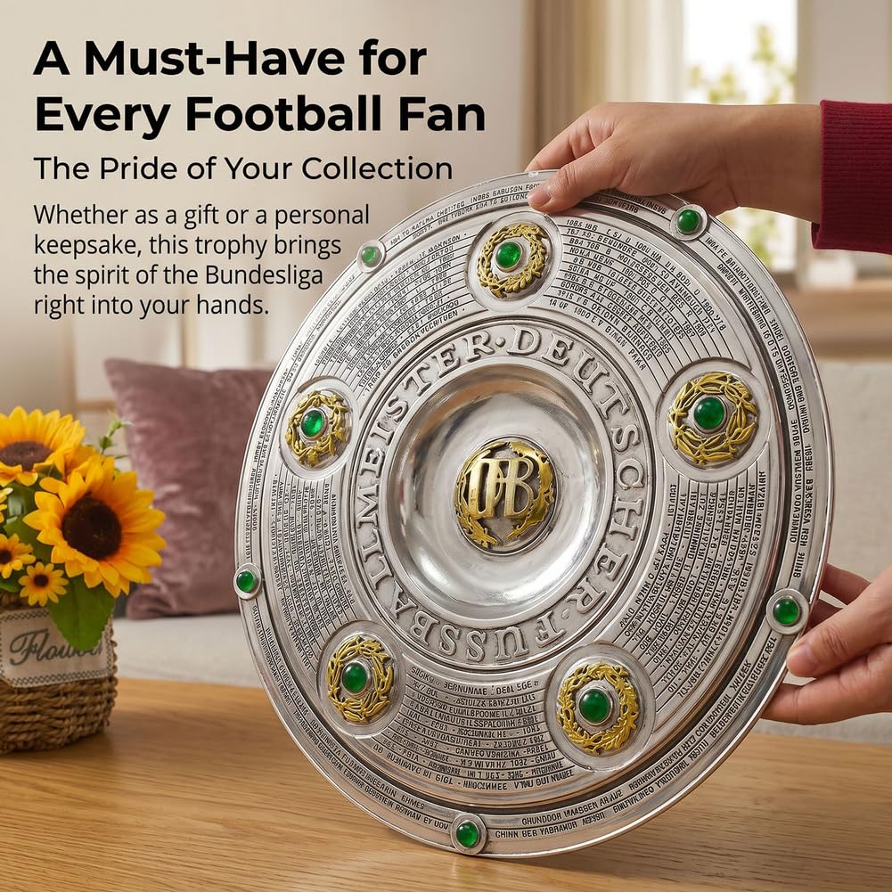 Deutsche Fußball Meisterschaft Trophäe Replika, Liga Champion Pokal, Silberner Metall Tischdekor Sammlerstück für Fans, Verein Bar Vitrine