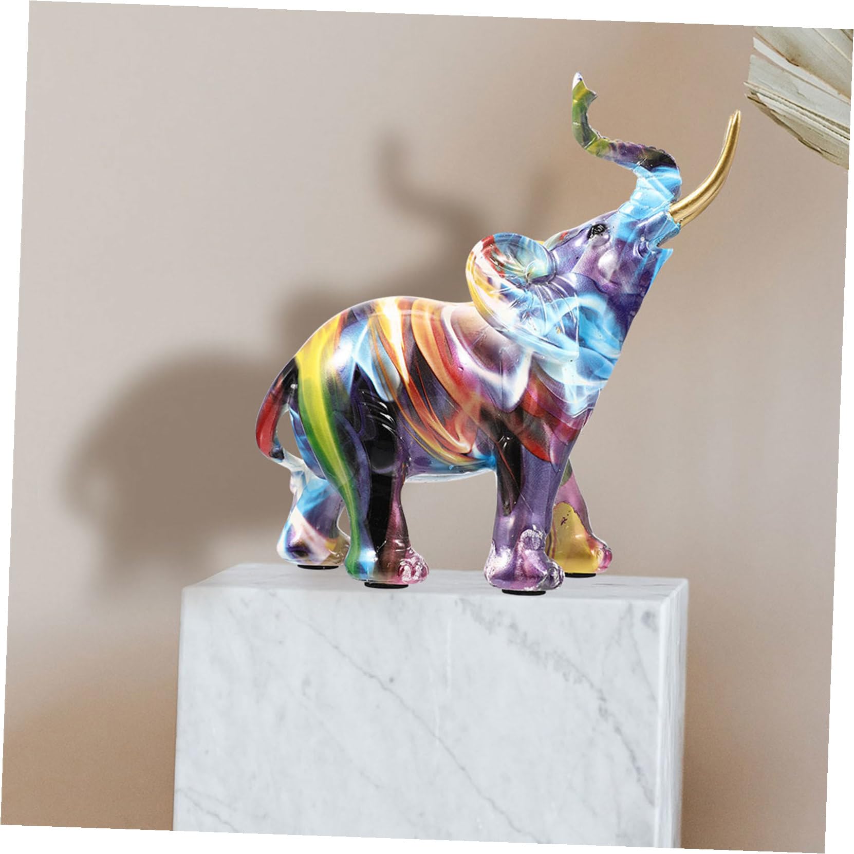 Mipcase Estatua de Elefante de Resina Artesanía Fina y Estilo Europeo Elegante para Decoración de Escritorio Interior para Oficina y Hogar