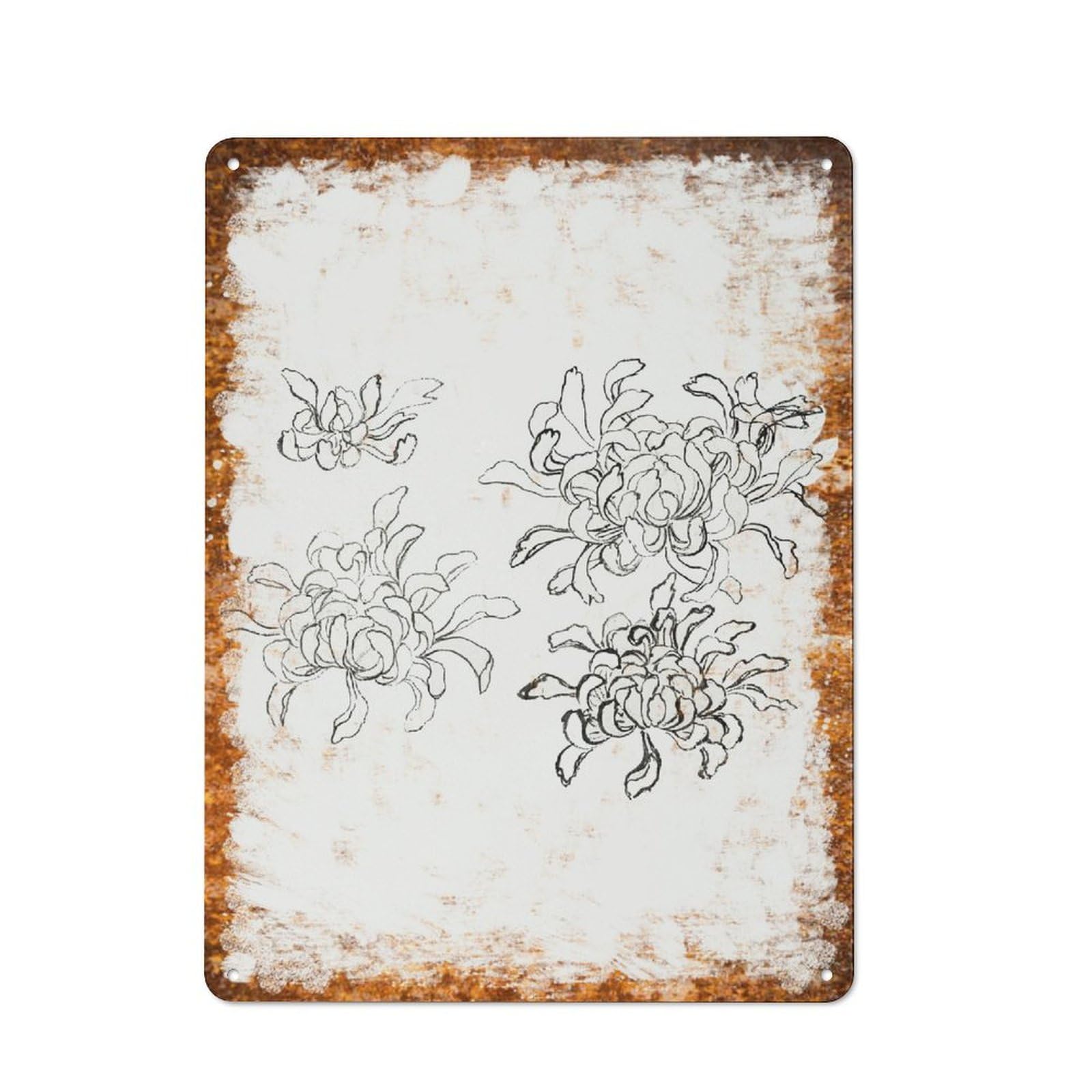 peiyeety Metal Tin Sign Floral Bouquet Line Art Pattern Vintage Rustic Wall Art Kitchen Bathroom Bedroom Living Room Cafe Farmhouse Entryway Office Garage Home Bar Laundry Room Porch Patio 12x16 Inch