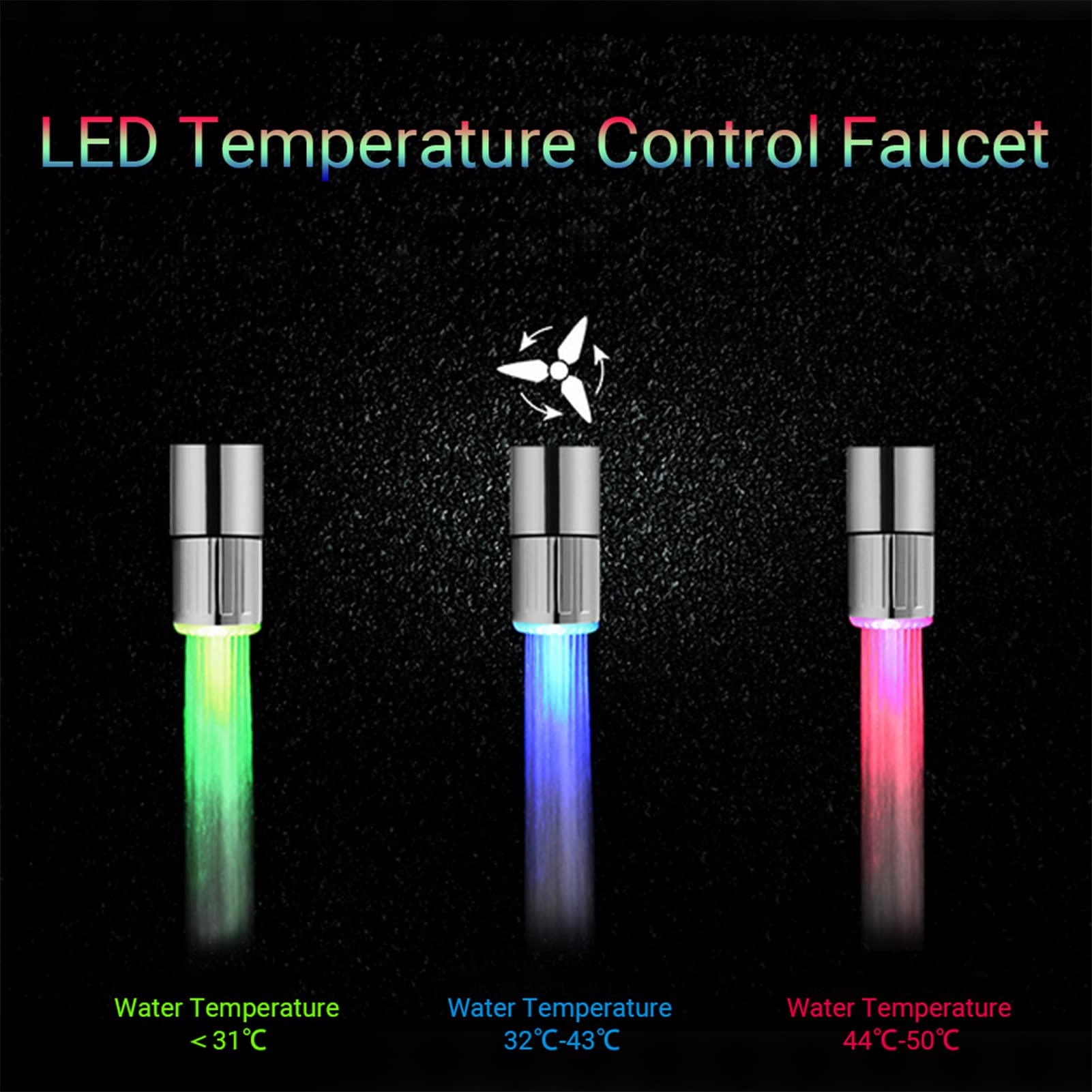 3 Colors LED Water Faucet Temperature Sensitive Glow Faucet Swivel Stream Water Faucet for Cold and Hot Water — view 8