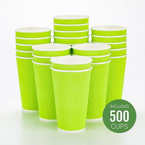 Vista 462 de Vasos de café de papel aislado de pared corrugada, 8 oz, Anaranjado